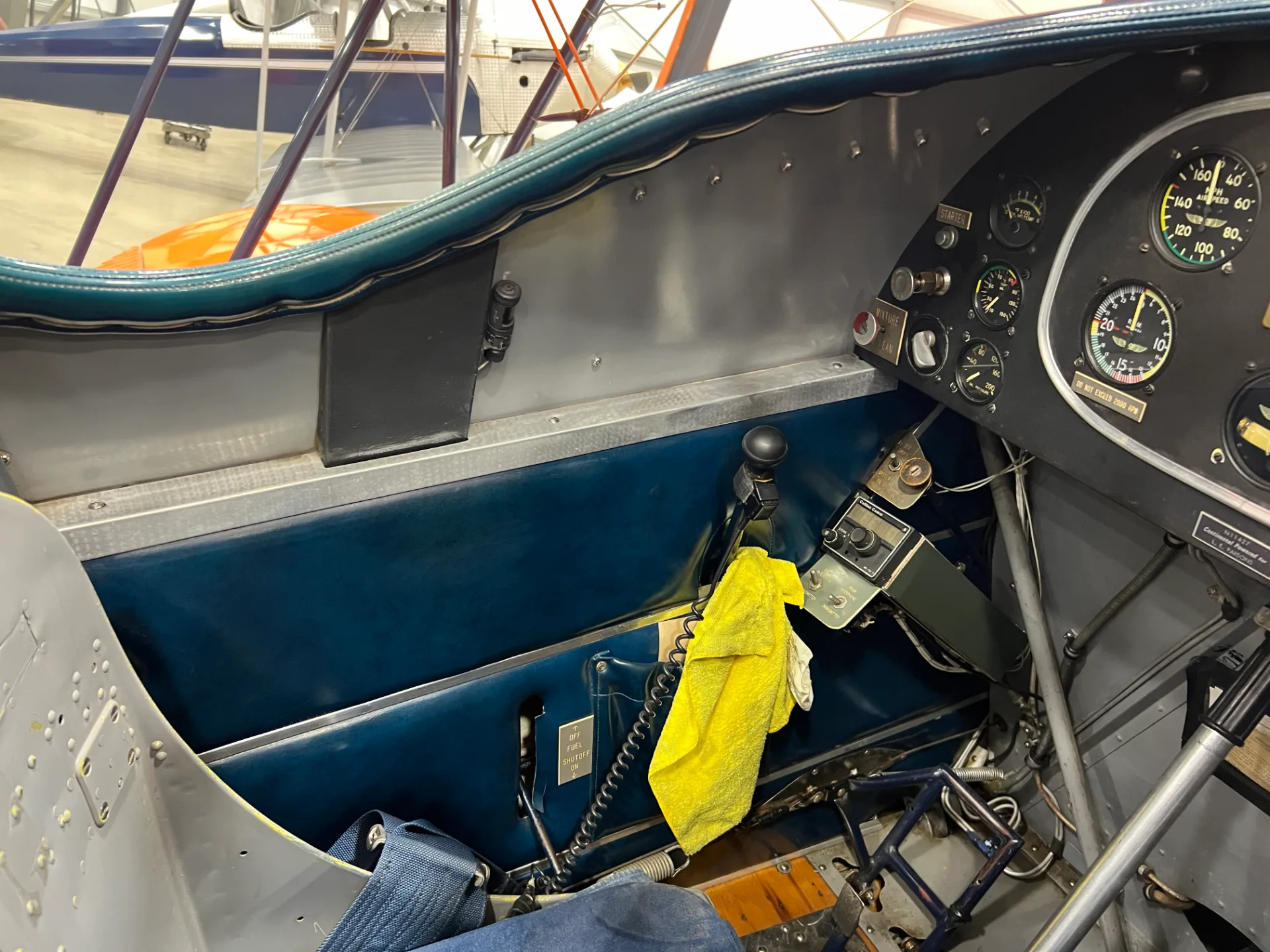 Cockpit and instrument panel of a 1931 Waco QCF-2.