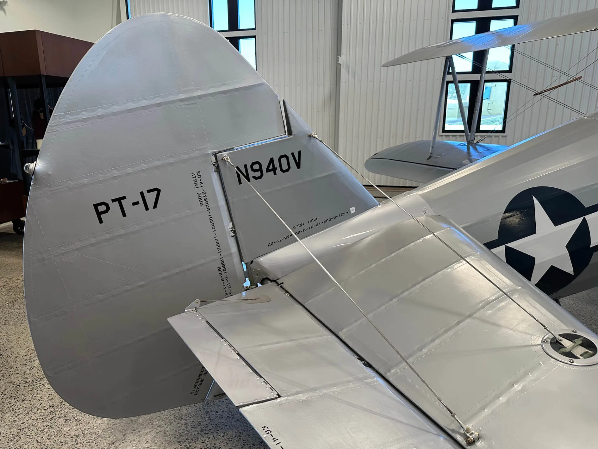 Exterior view of a 1941 Boeing A75N1 Stearman.