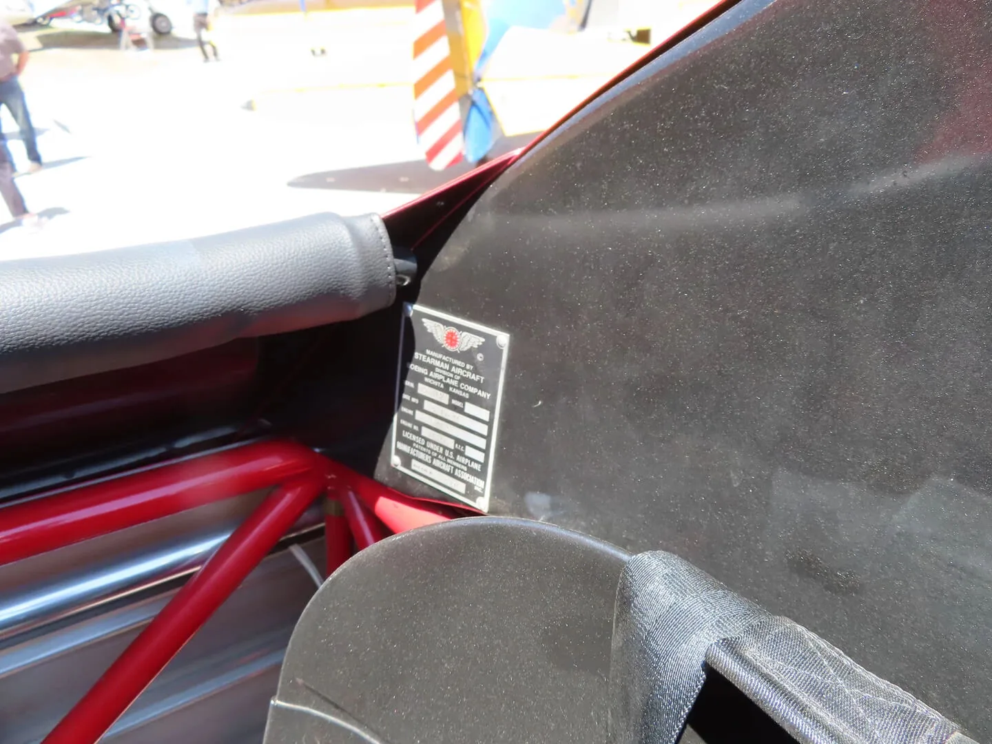 Cockpit and instrument panel of a 1941 Boeing A75N1 Stearman.
