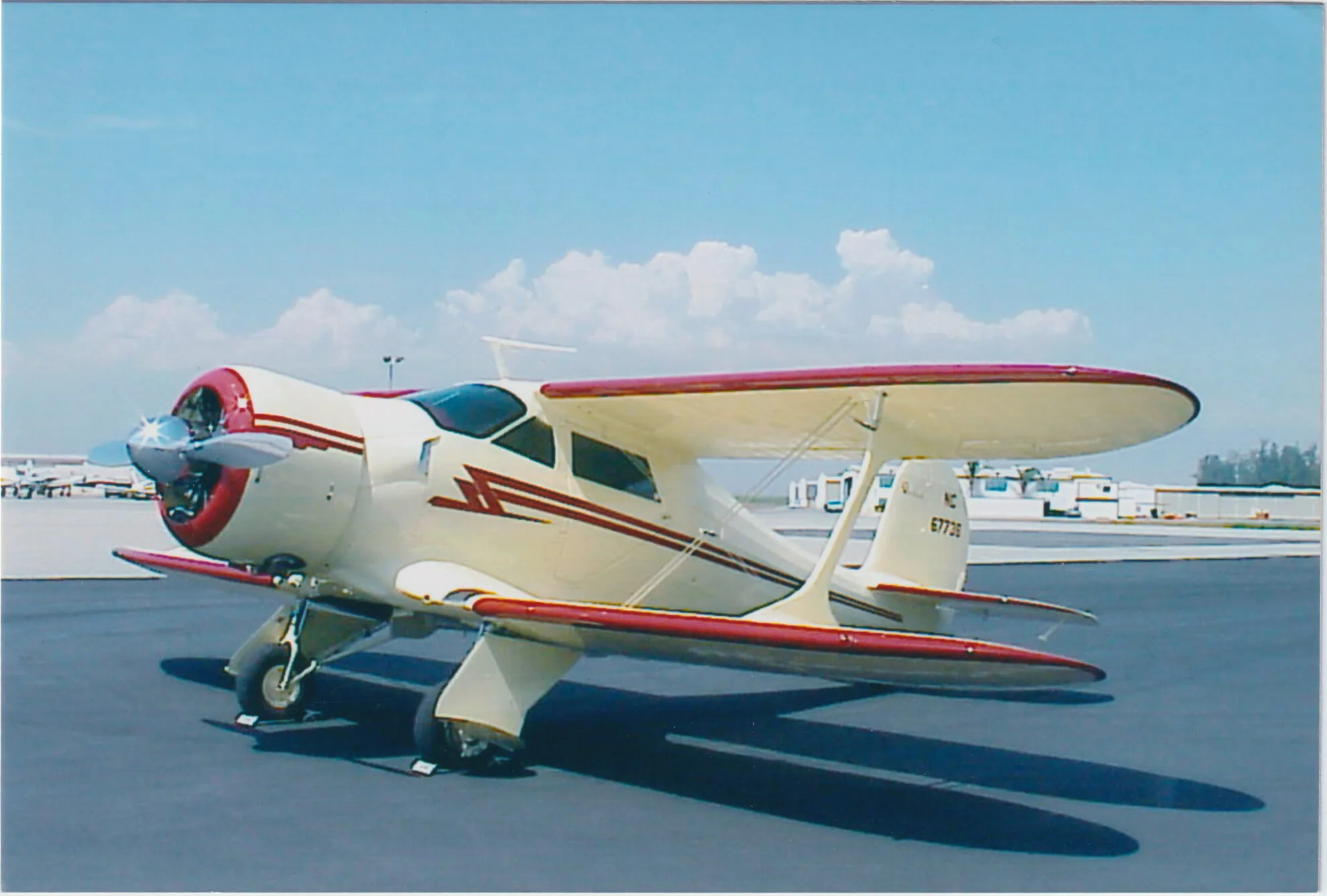 Exterior view of a 1943 Beechcraft Staggerwing, D-17S.