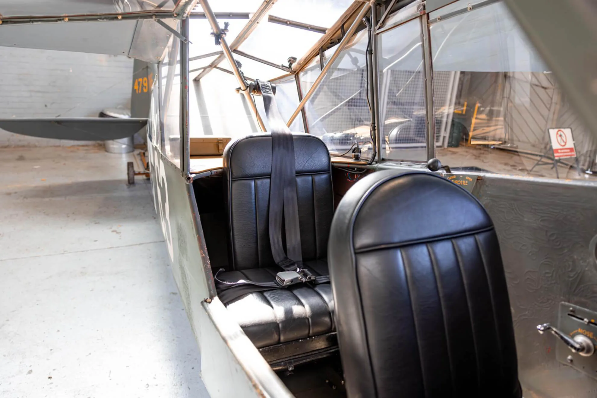 Cabin interior of a 1944 Piper L-4H Grasshopper.