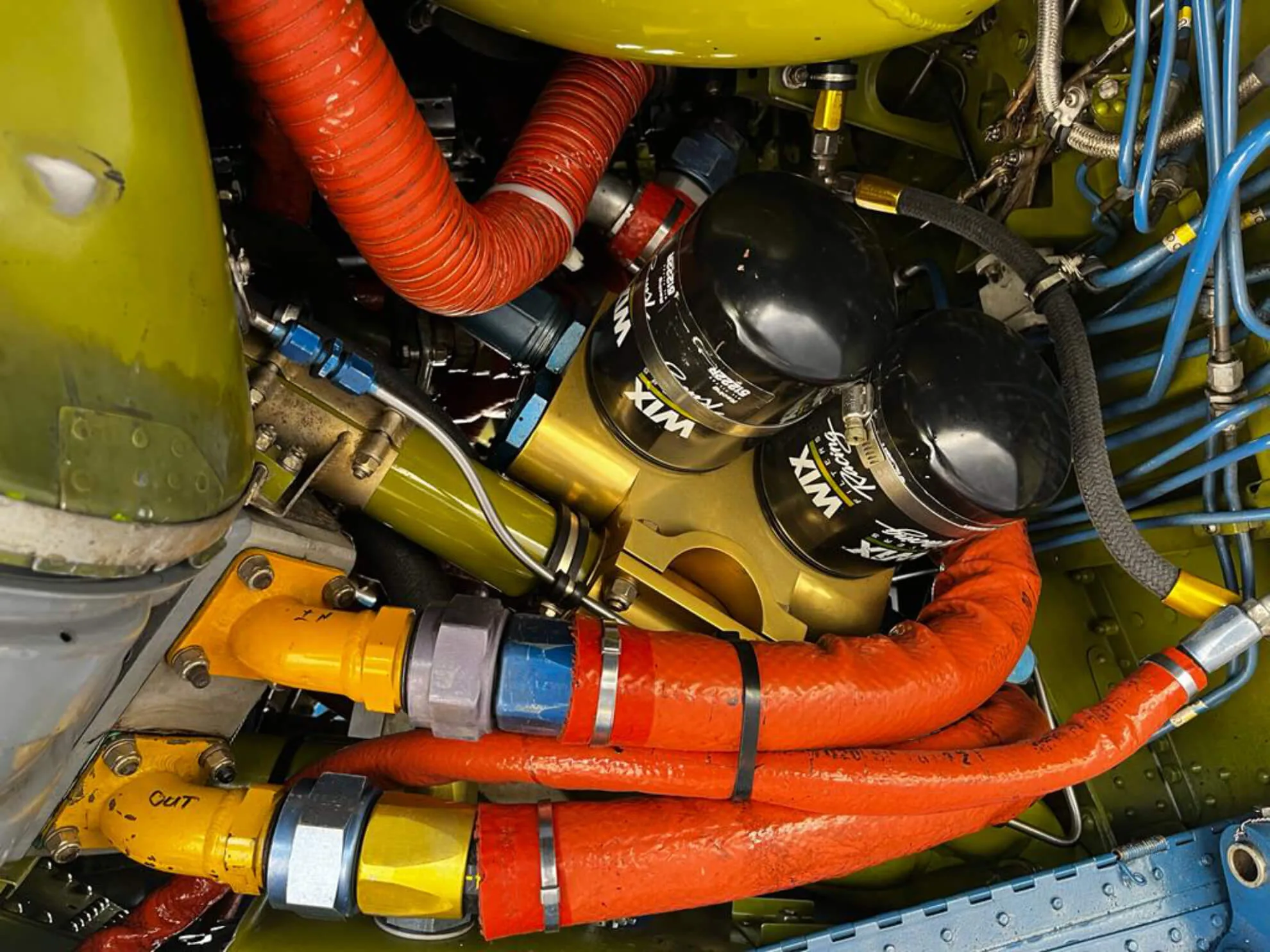 Engine detail of a 1947 Grumman F8F-2 Bearcat.