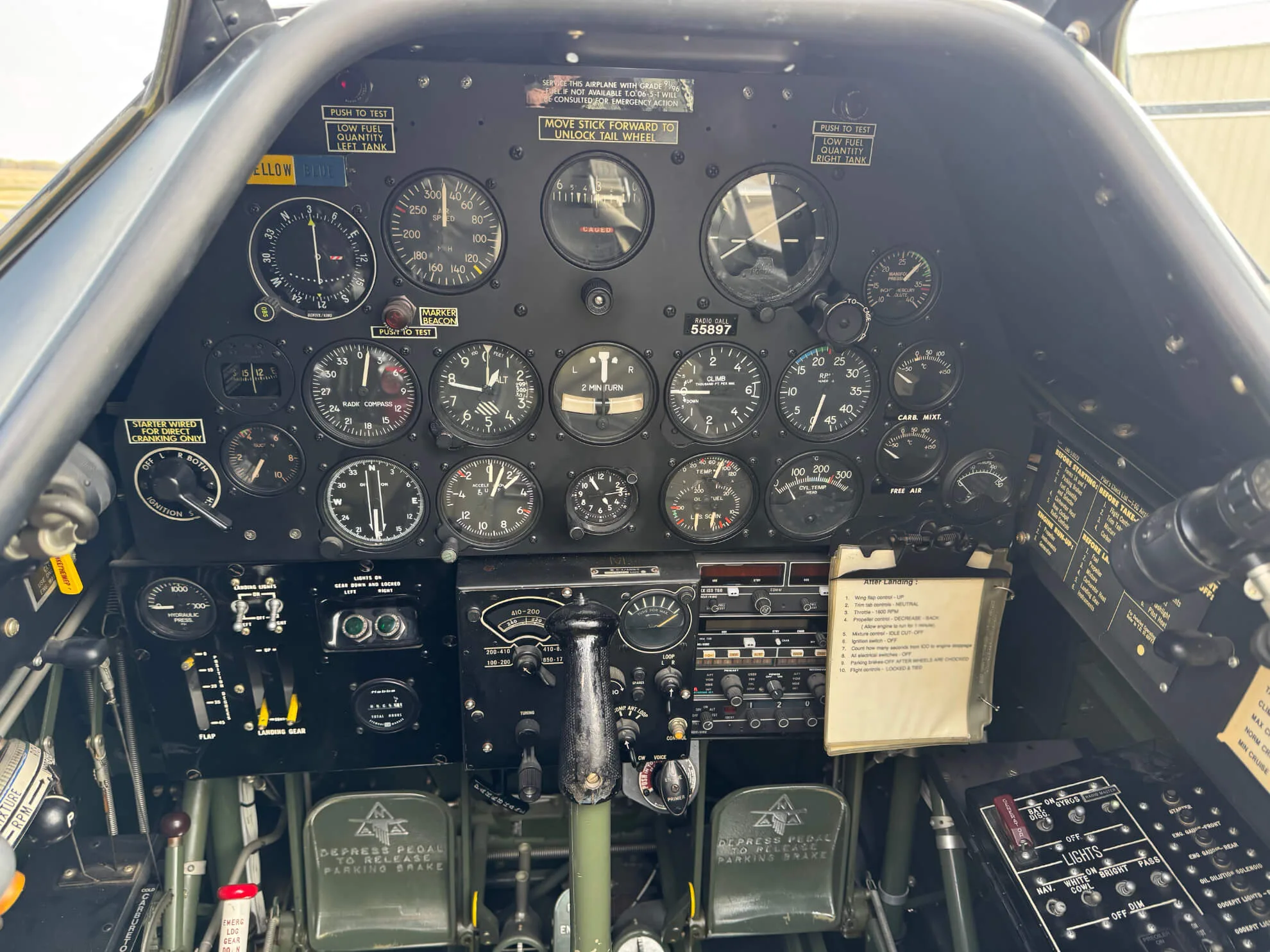 Cockpit and instrument panel of a 1949 North American.