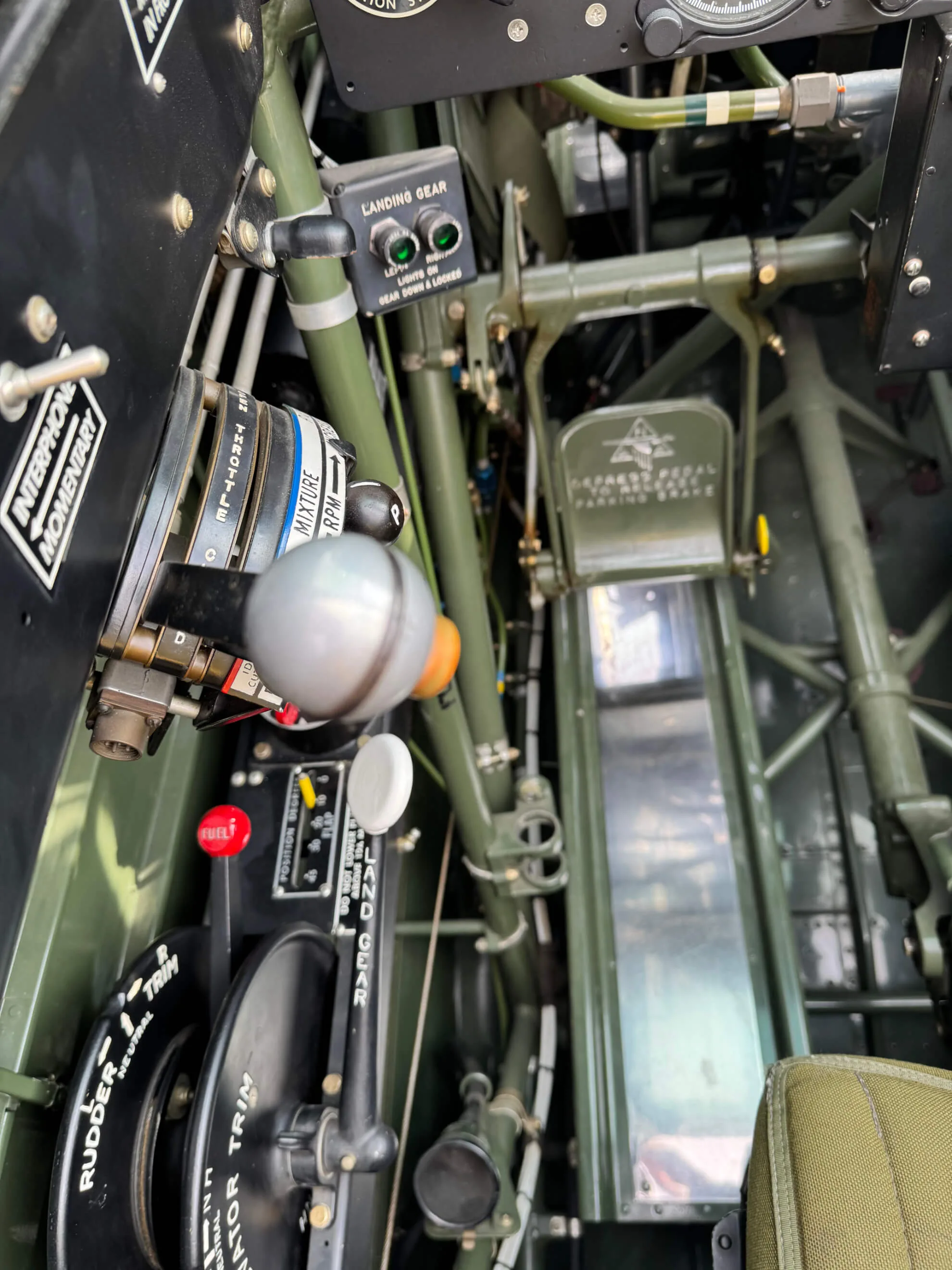 Cockpit and instrument panel of a 1949 North American.