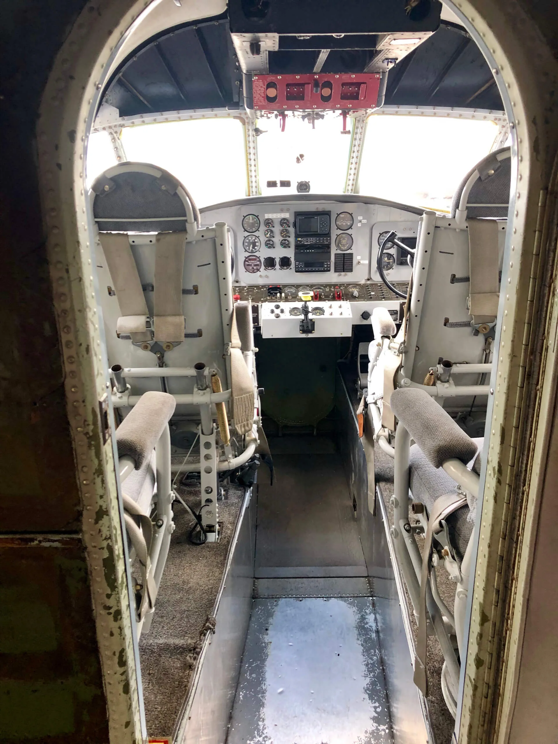 Cockpit and instrument panel of a 1954 Grumman HU-16C Albatross.