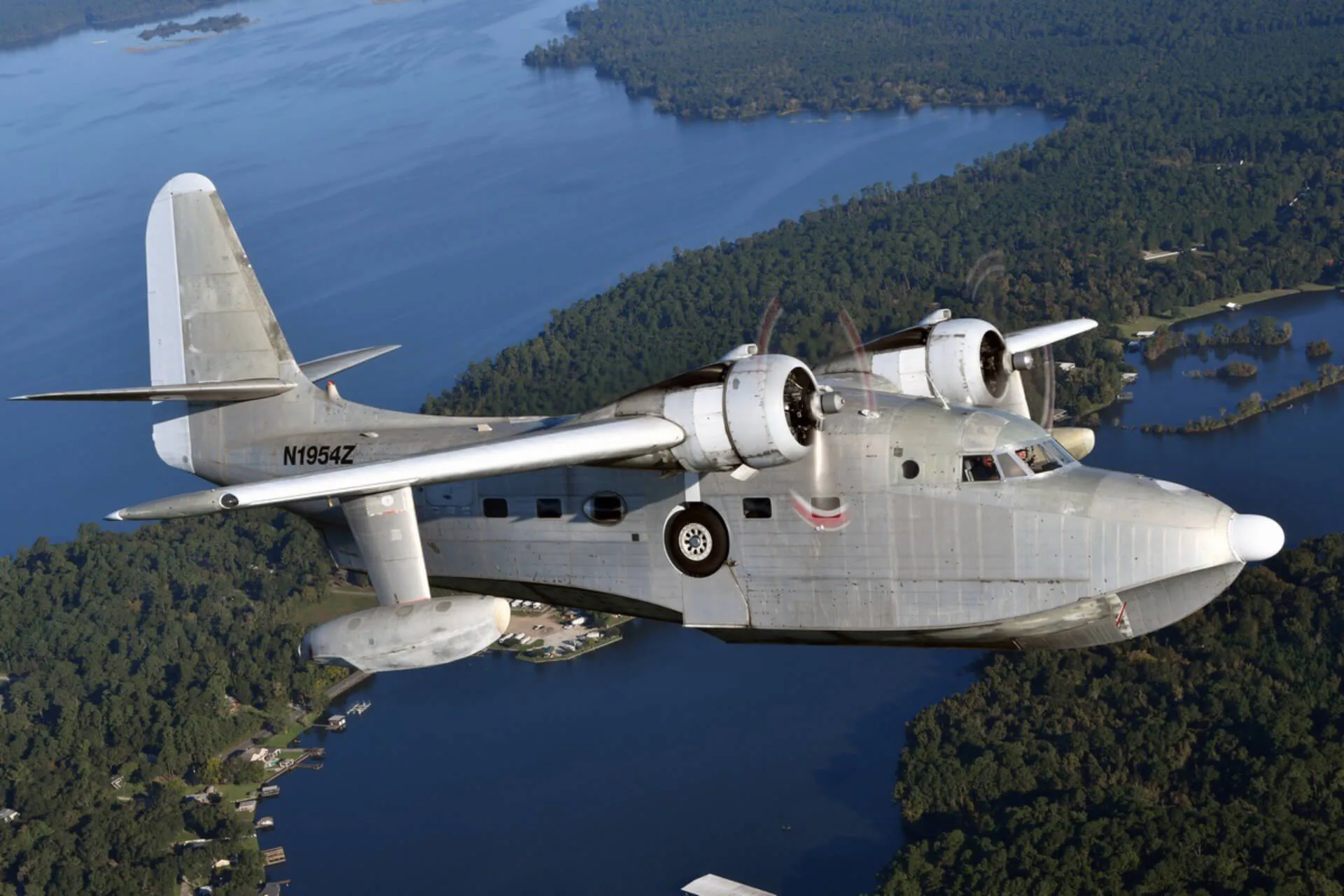 Marketing image of a 1954 Grumman HU-16C Albatross.