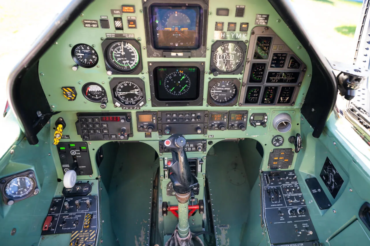 Cockpit and instrument panel of a 1991 Pilatus PC-9/A.
