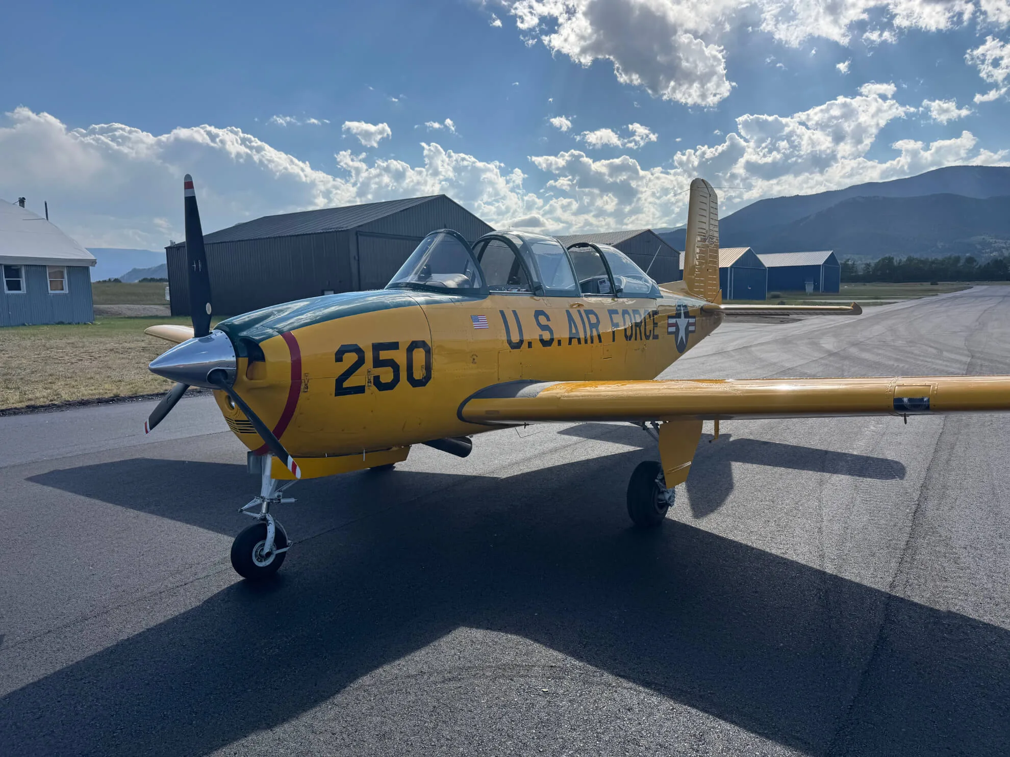 Exterior view of a 1955 Beechcraft T-34A Mentor.