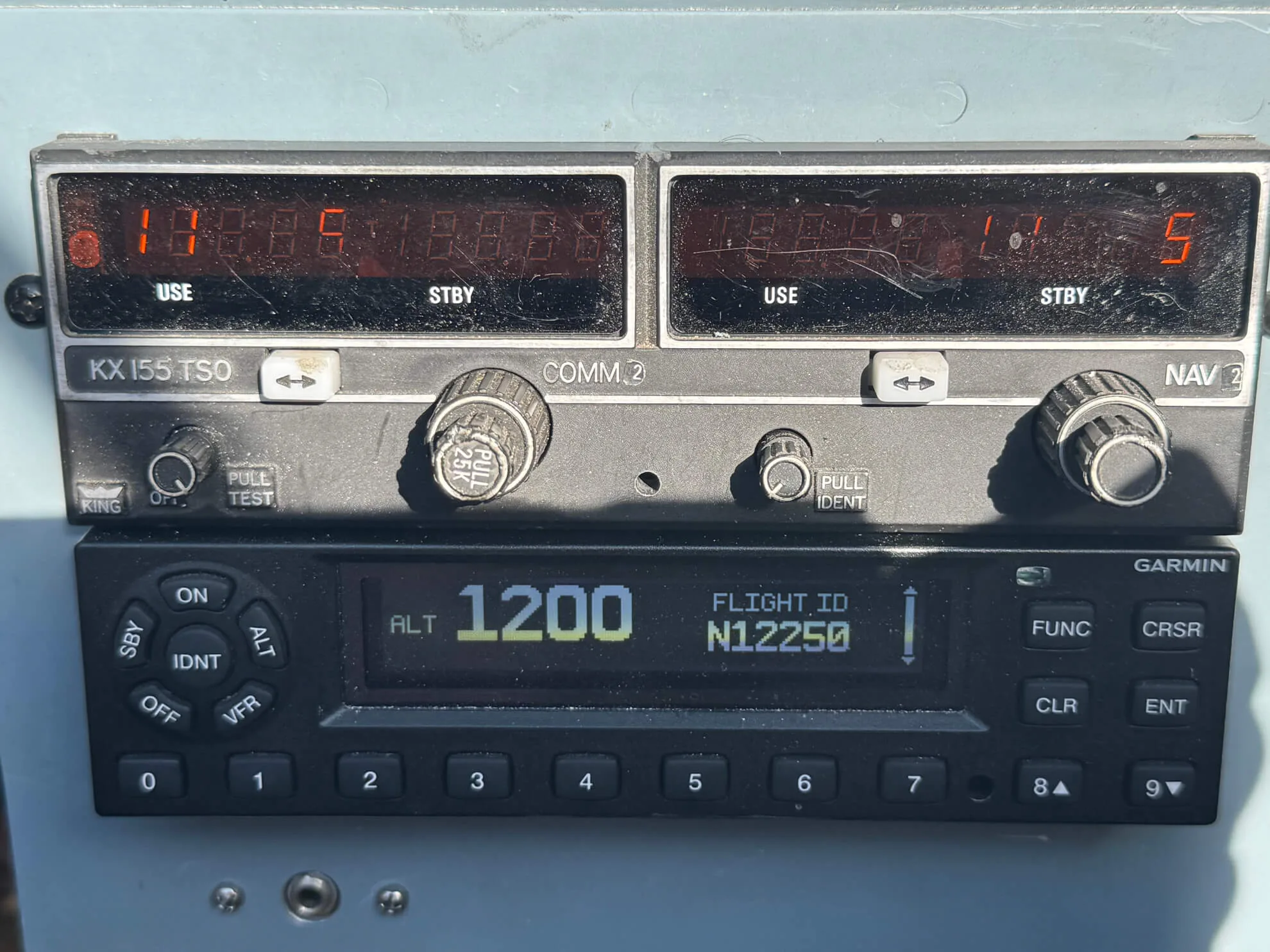 Avionics suite of a 1955 Beechcraft T-34A Mentor.