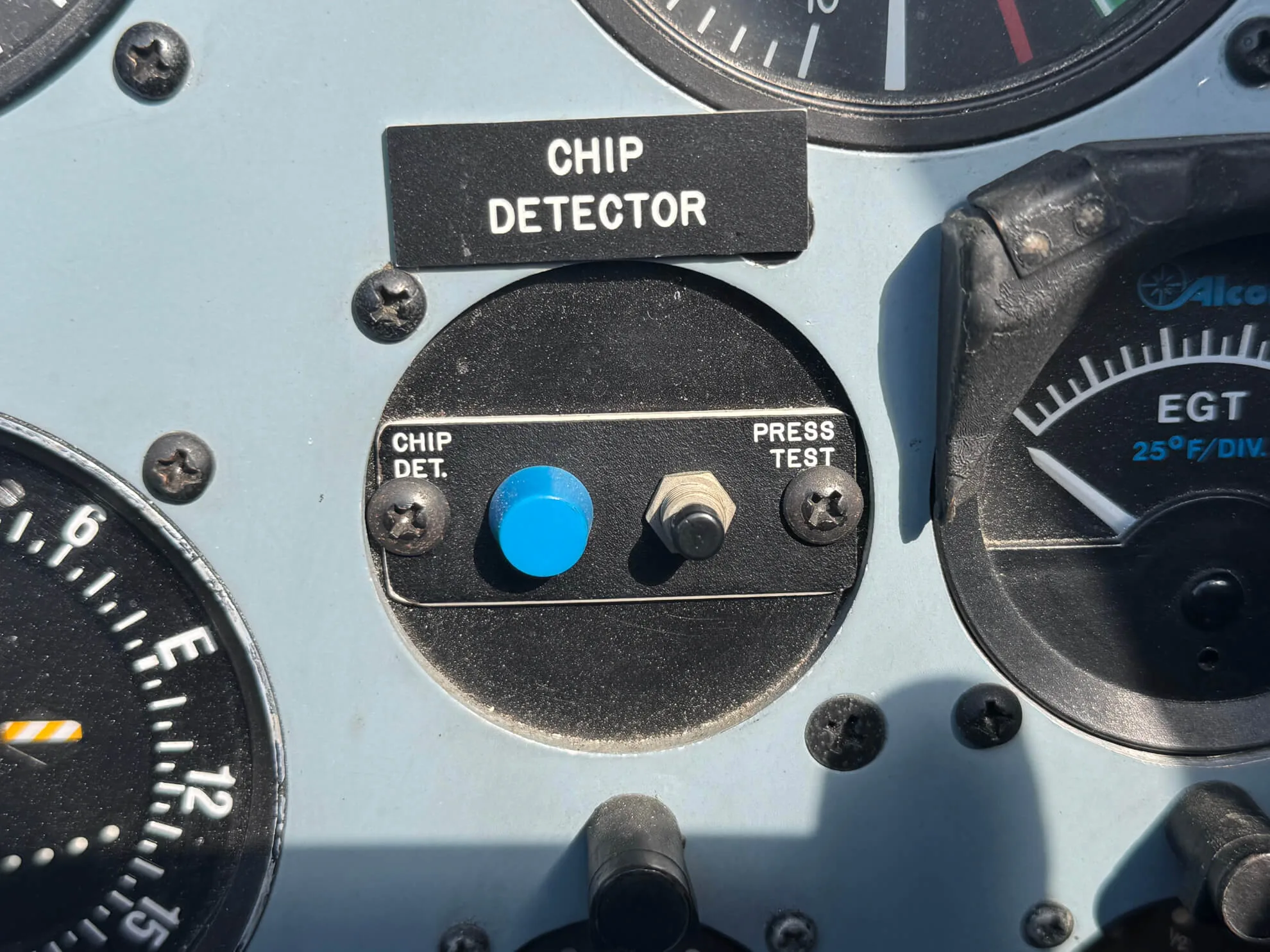 Cockpit and instrument panel of a 1955 Beechcraft T-34A Mentor.