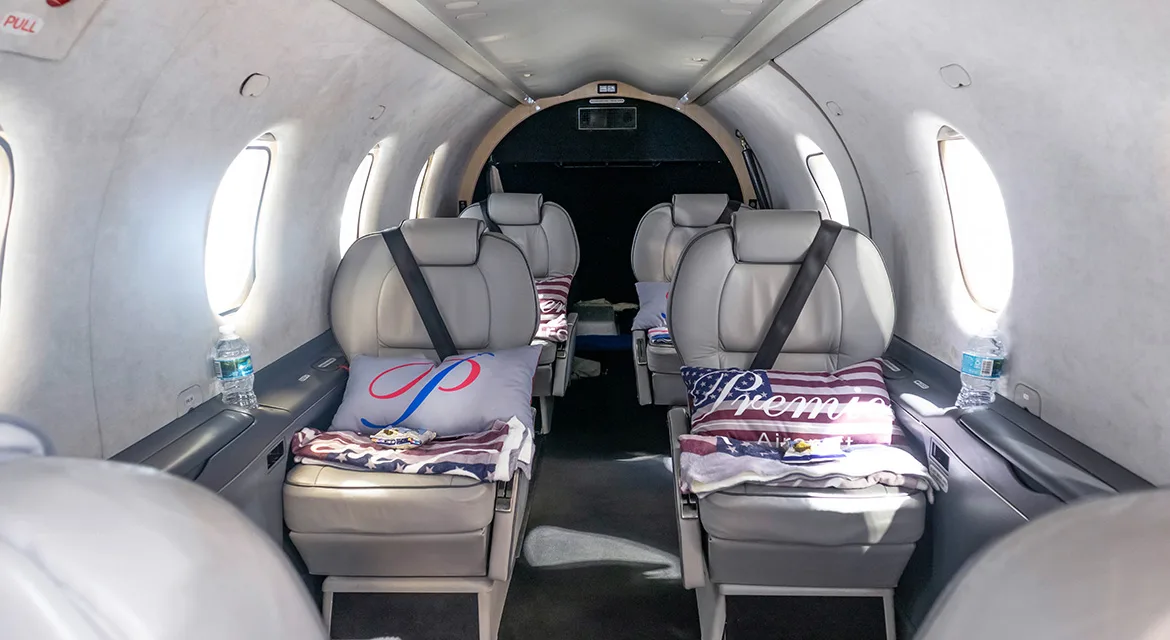 Cabin interior of a 1995 Pilatus PC12-45.