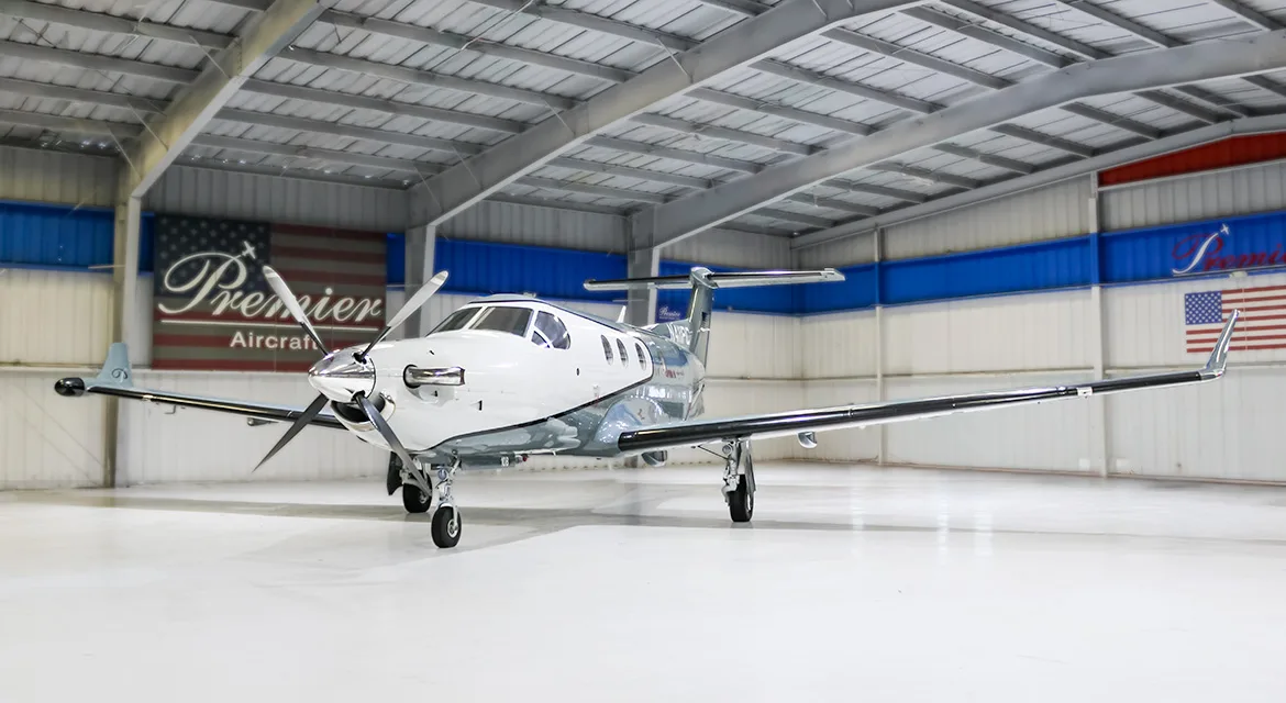 Exterior view of a 1995 Pilatus PC12-45, N411PC.