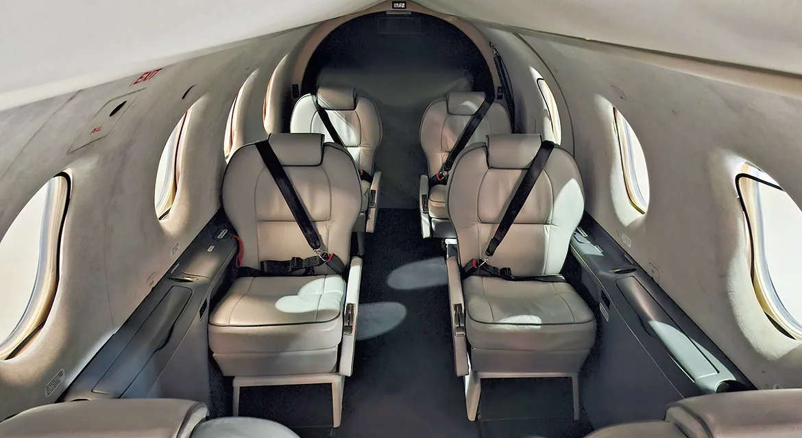 Cabin interior of a 1995 Pilatus PC12-45.
