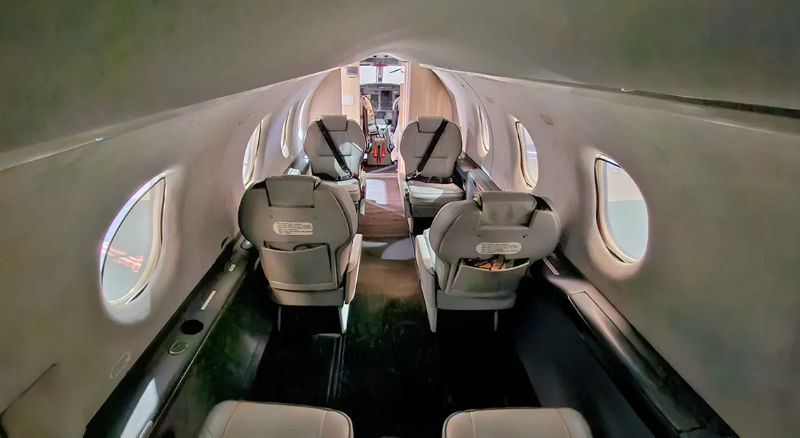 Cabin interior of a 1995 Pilatus PC12-45.