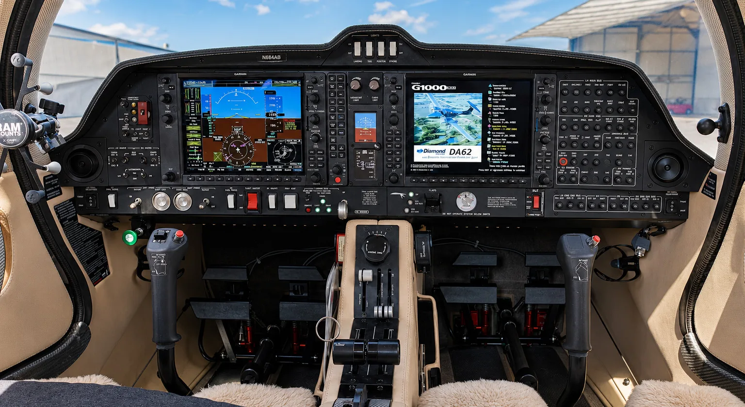 Avionics suite of a 2021 Diamond DA62.