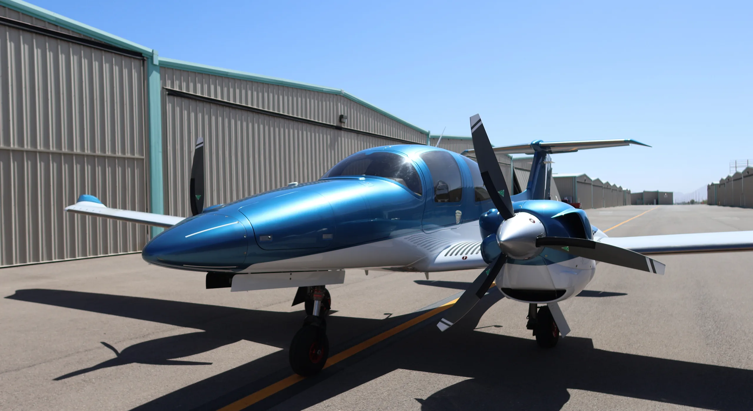 Exterior view of a 2021 Diamond DA62, N684AB.