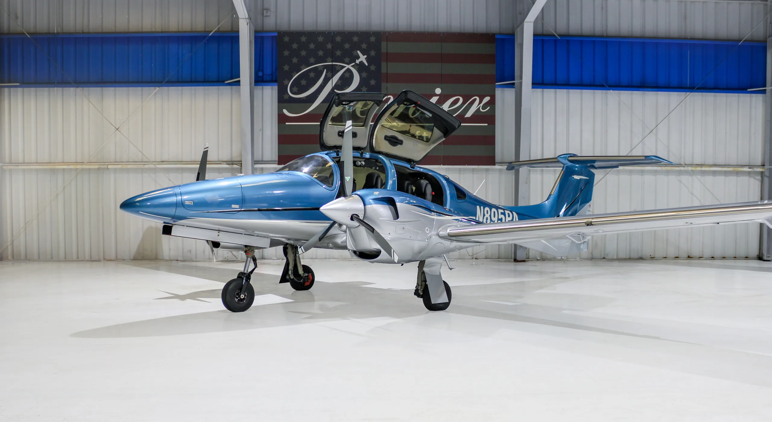 Exterior view of a 2023 Diamond DA62, N895PA.
