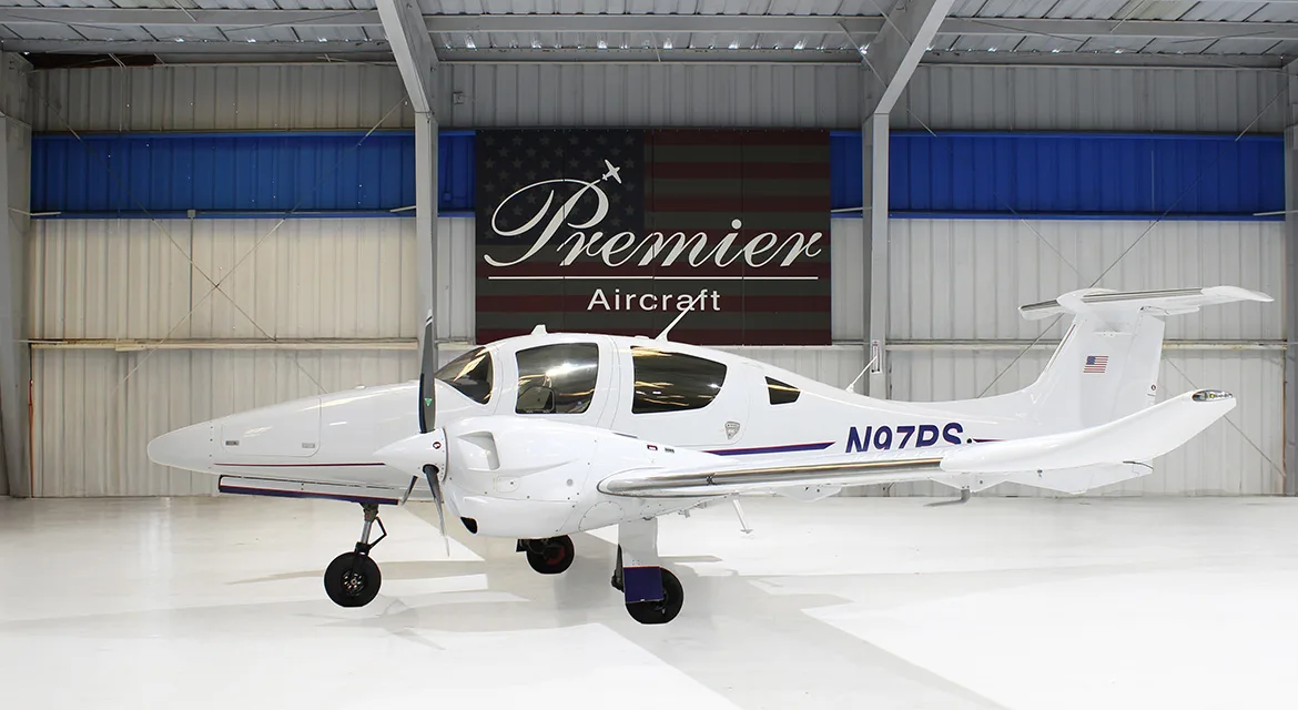 Exterior view of a 2023 Diamond DA62, N97PS.