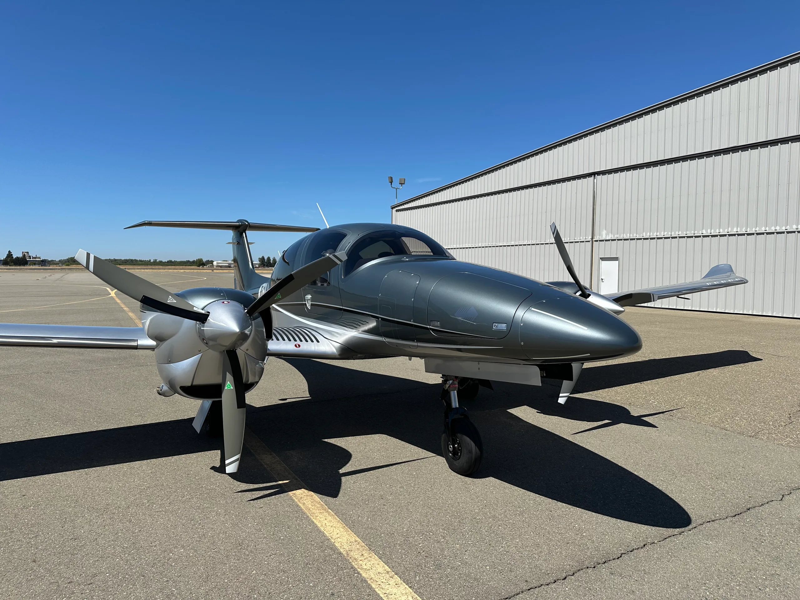 Exterior view of a 2024 Diamond DA62, N769LA.
