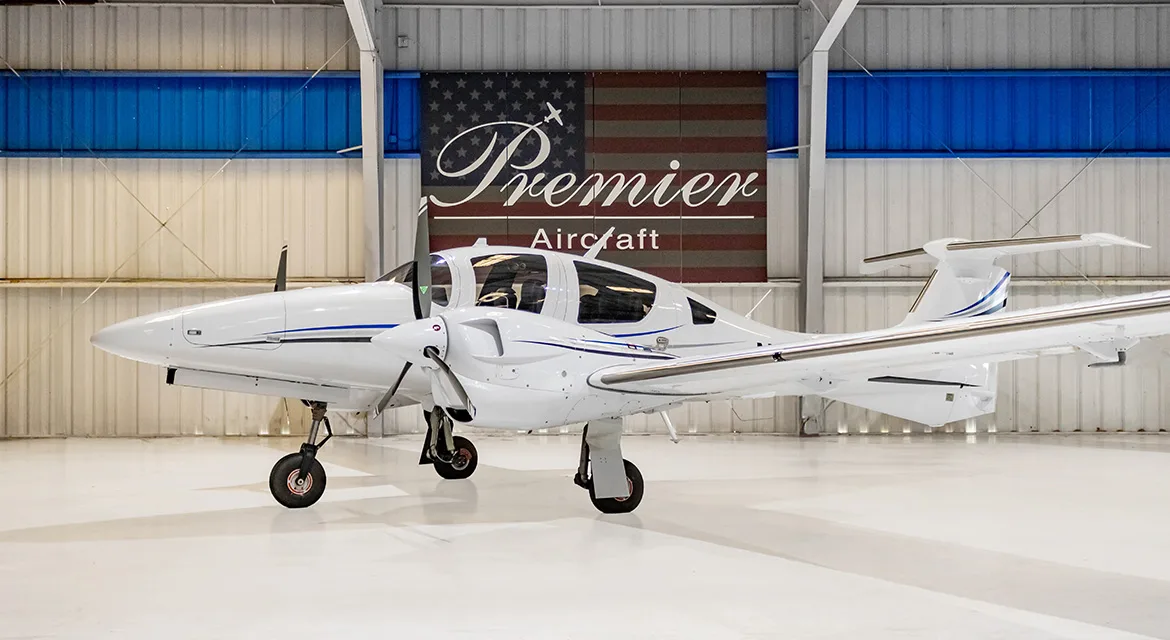 Exterior view of a 2024 Diamond DA62, N99FL.