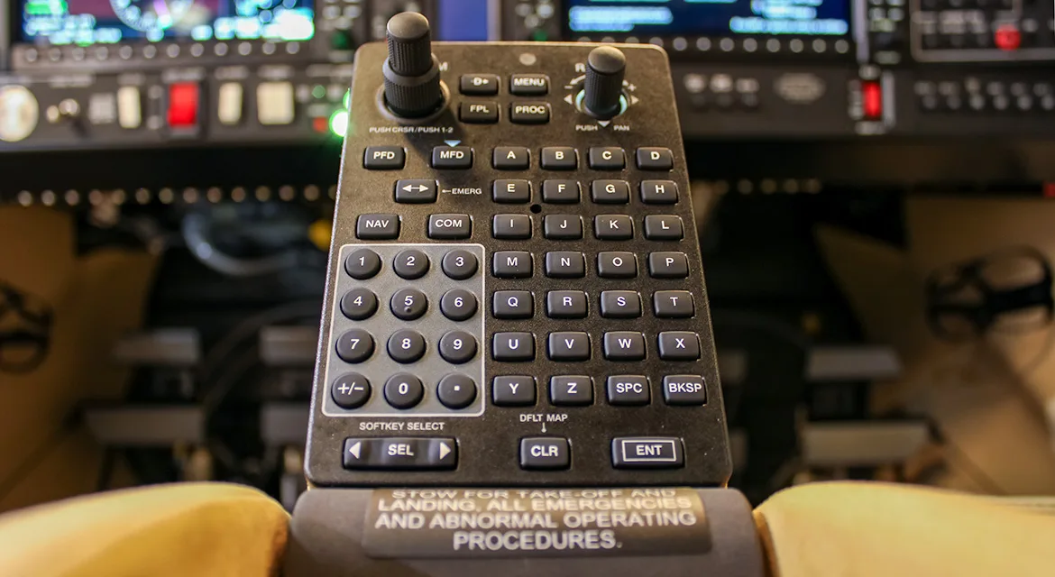 Avionics suite of a 2025 Diamond DA50 RG.