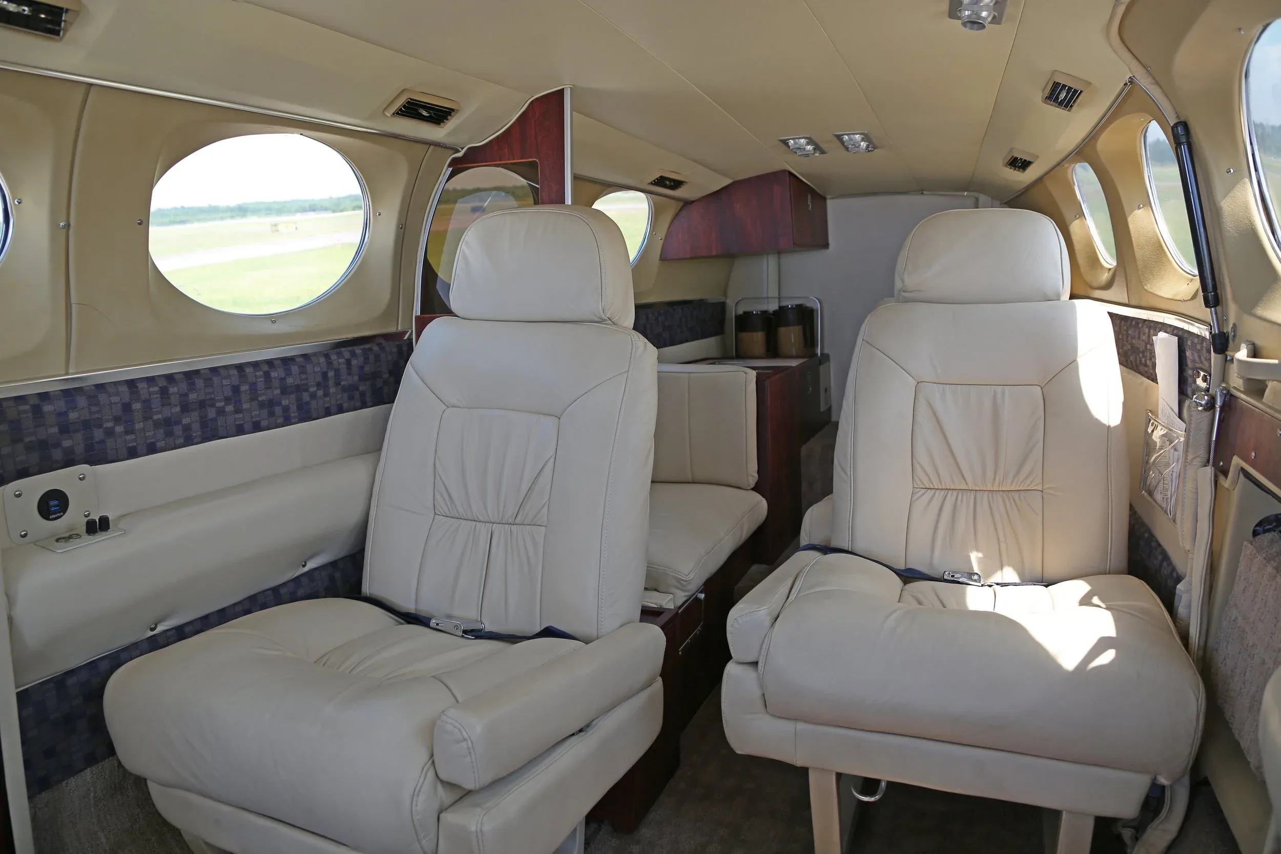 Cabin interior of a 1975 Cessna 421B Golden Eagle.