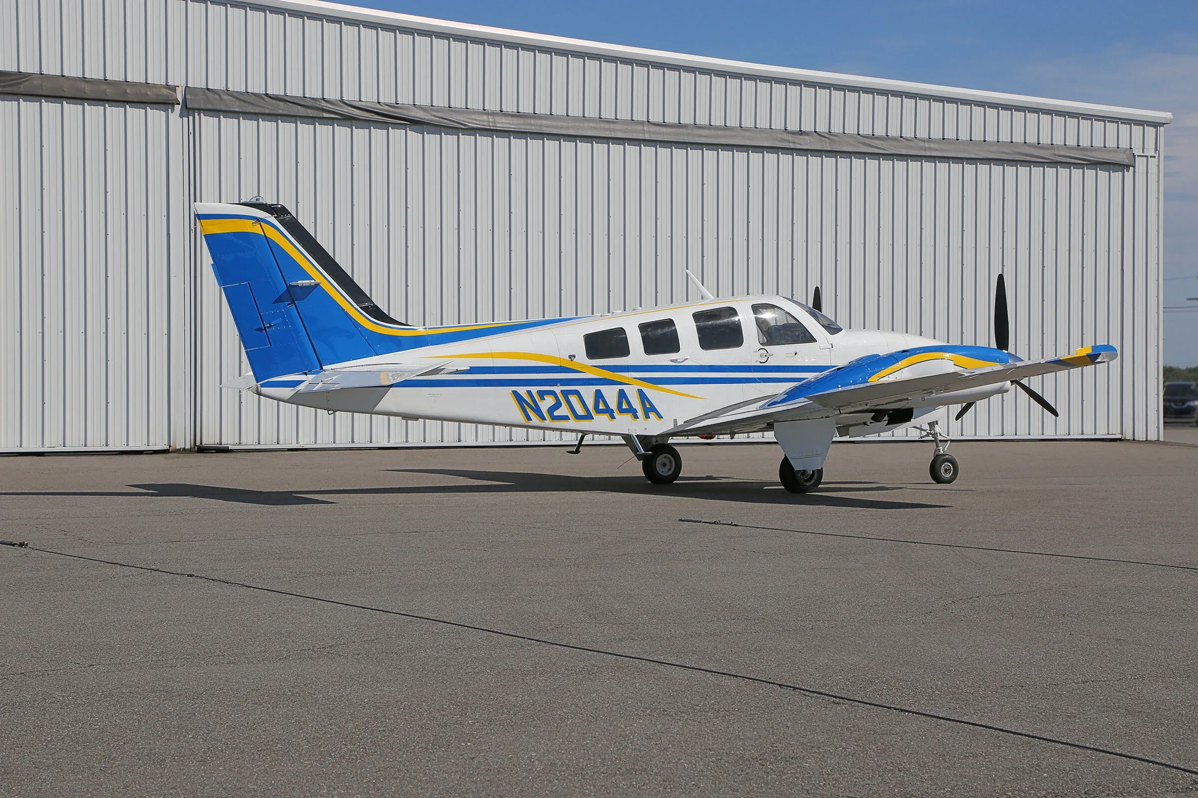 Engine detail of a 1979 Beechcraft Baron.