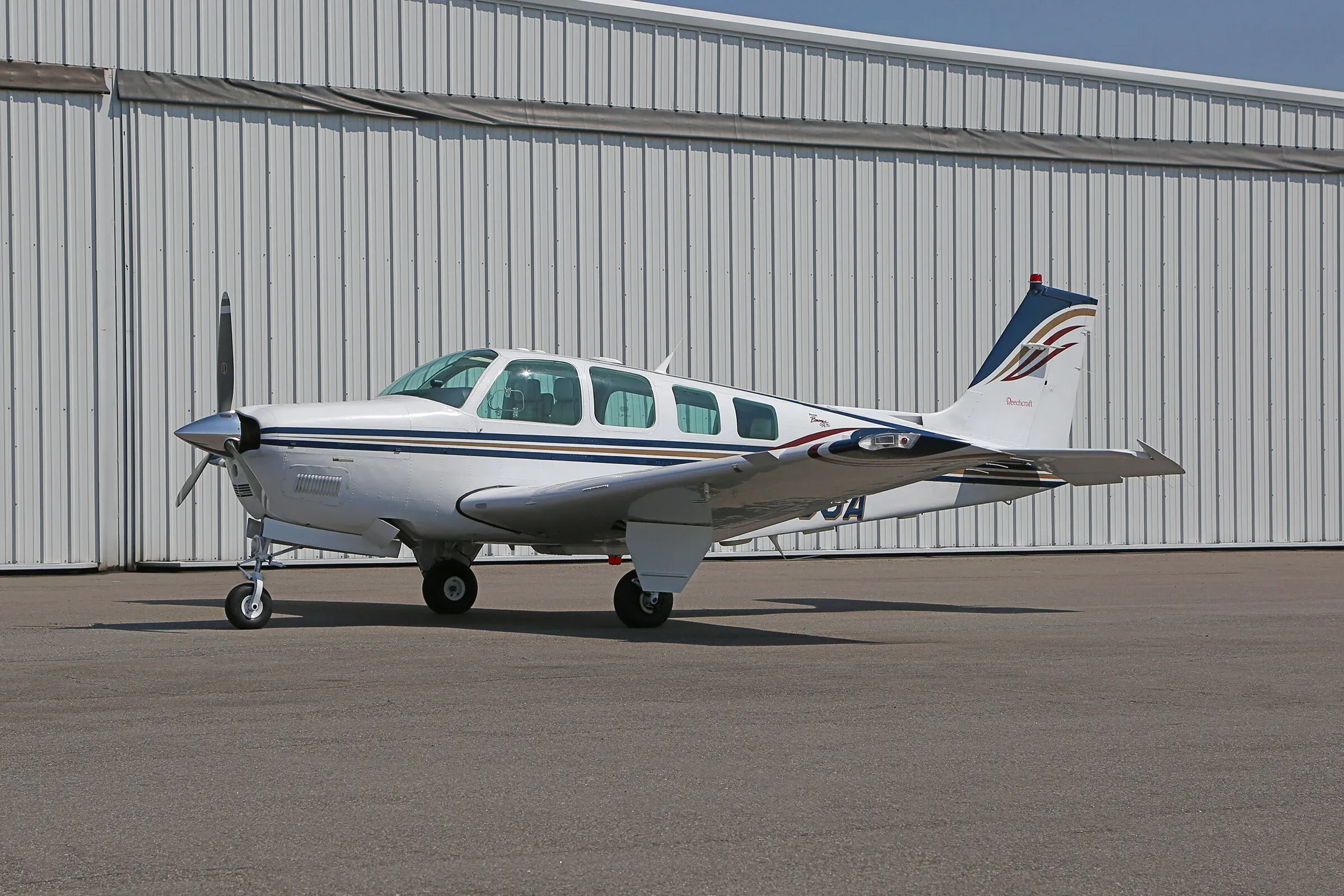 Exterior view of a 2000 Beechcraft Bonanza.