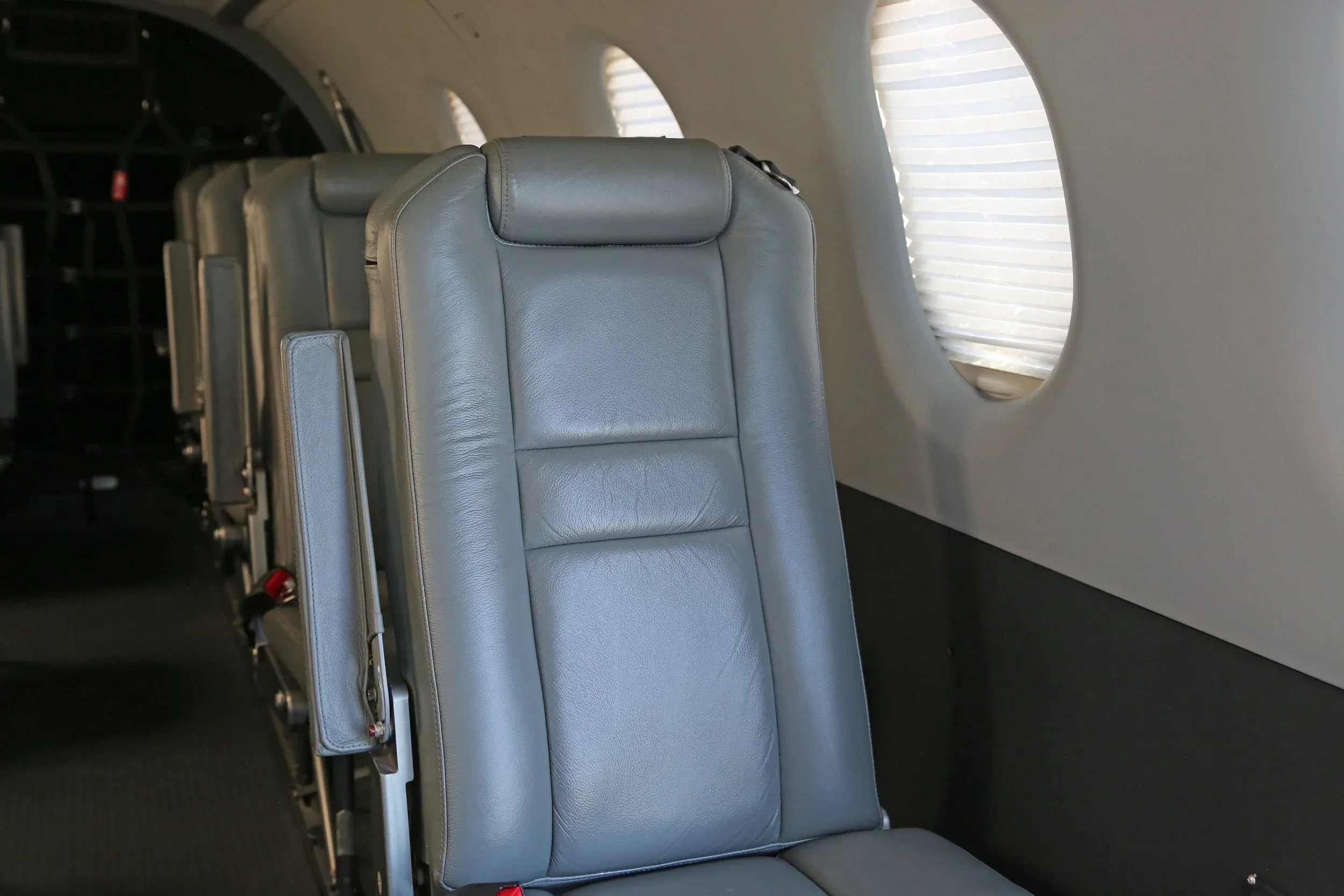 Cabin interior of a 2001 Pilatus PC-12/45.