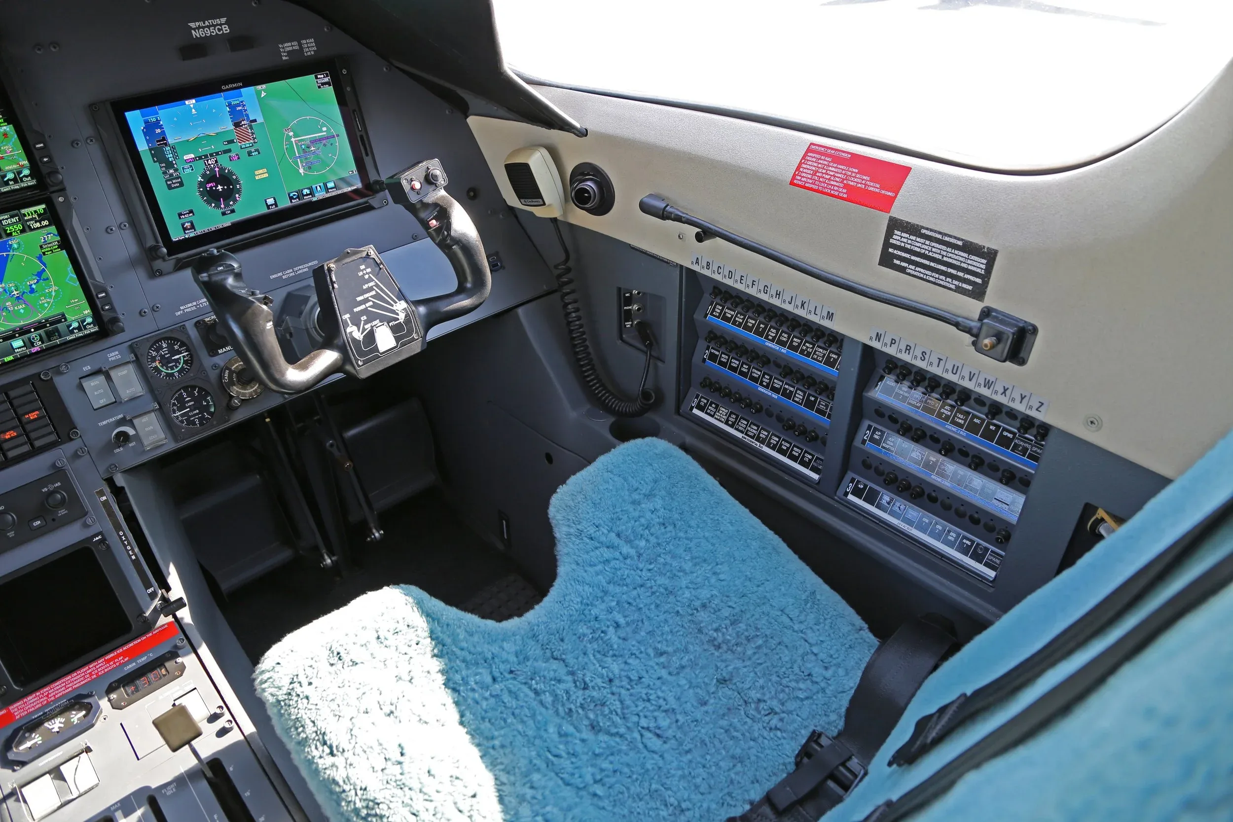 Cockpit and instrument panel of a 2001 Pilatus PC-12/45.