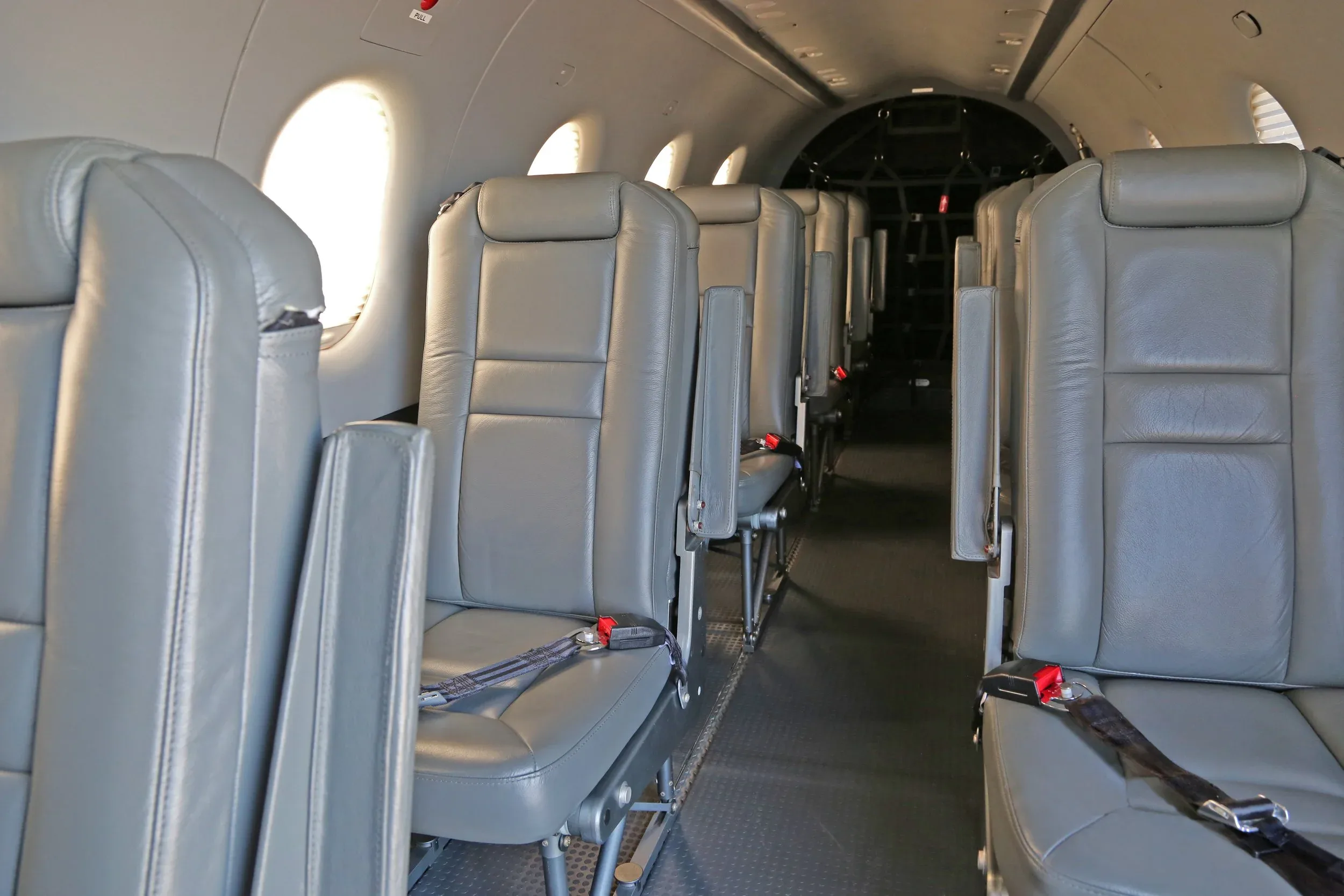 Cabin interior of a 2001 Pilatus PC-12/45.