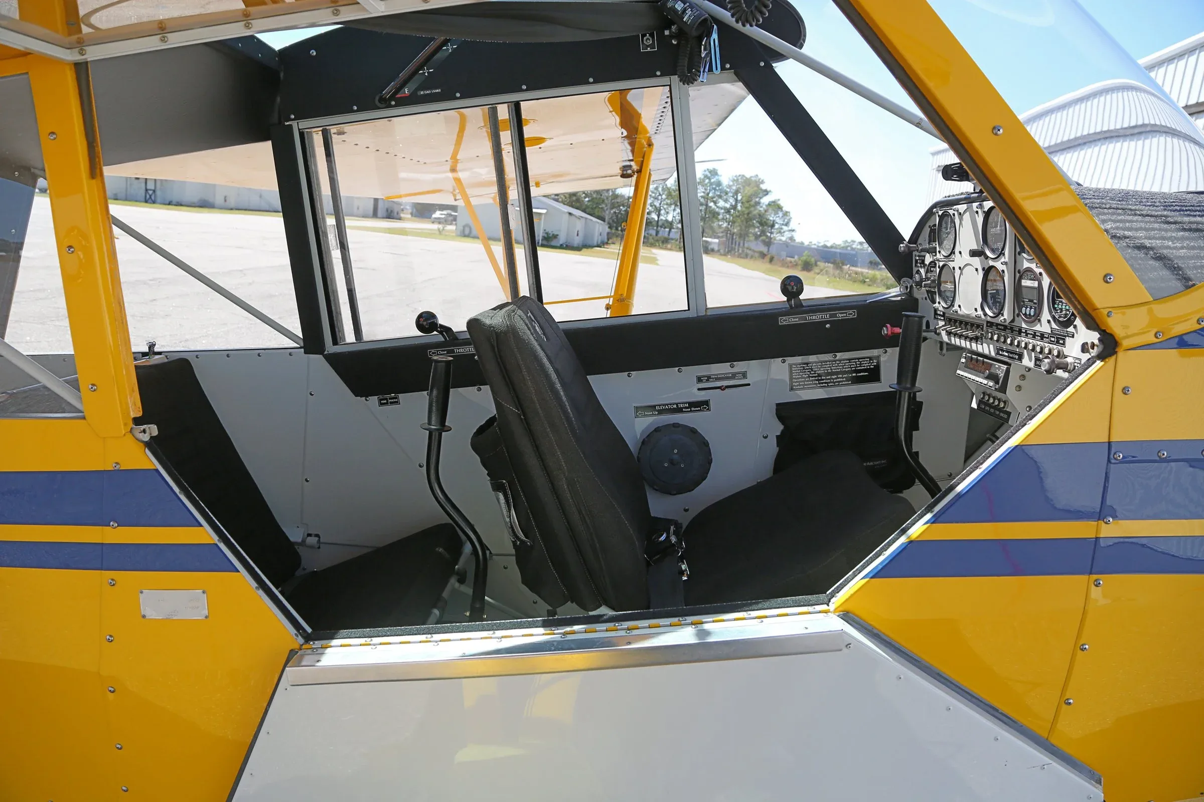 Cockpit and instrument panel of a 2002 Aviat Husky A-1B.