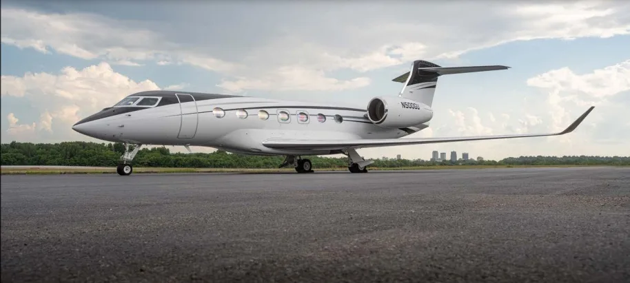 Exterior view of a 2021 Gulfstream G500.