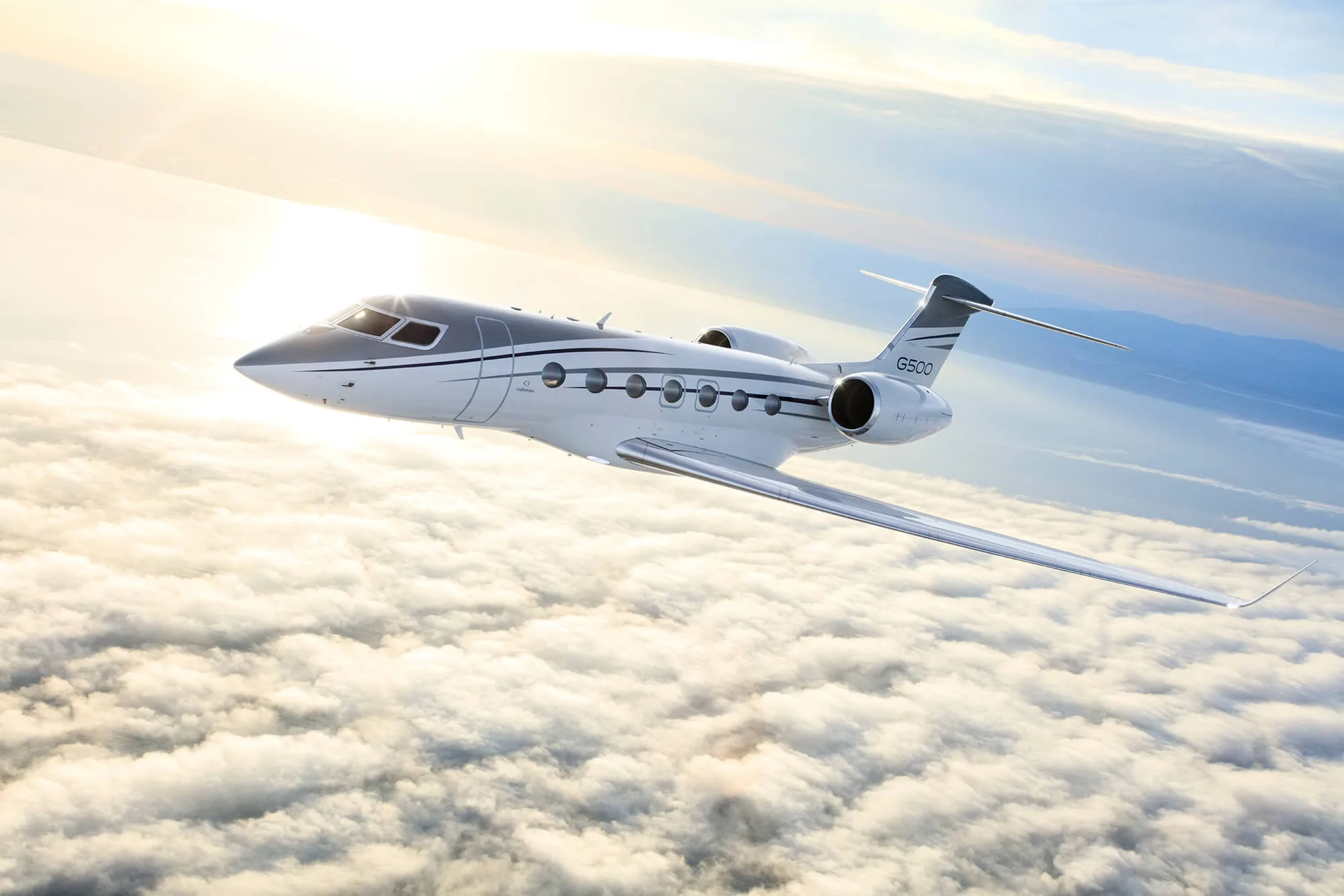 Marketing image of a 2025 Gulfstream G500.