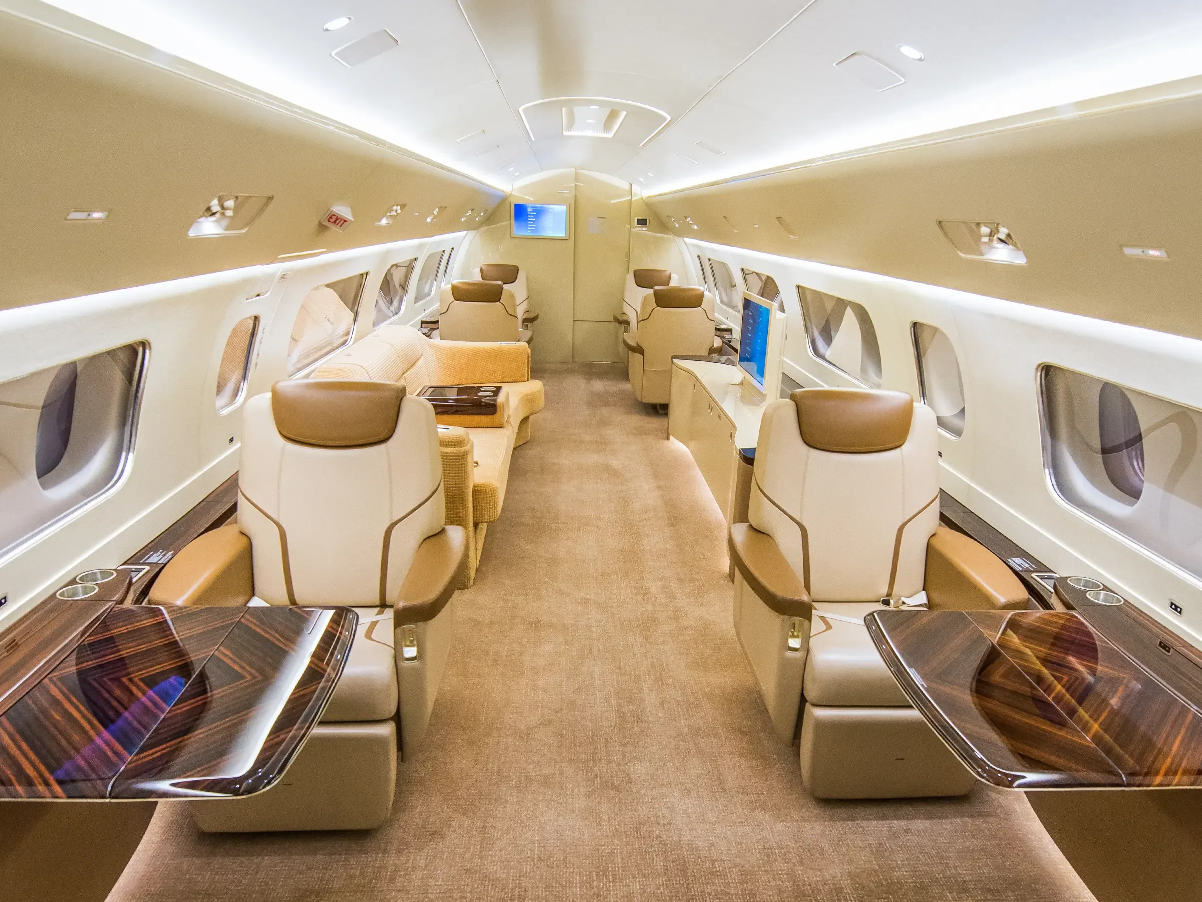 Cabin interior of a 2014 Embraer Lineage 1000E.