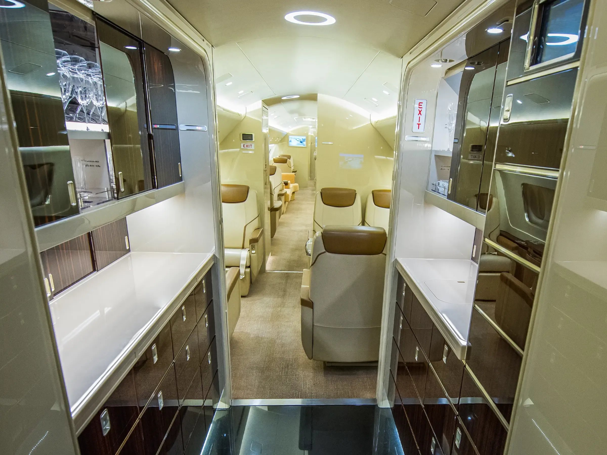 Cabin interior of a 2014 Embraer Lineage 1000E.