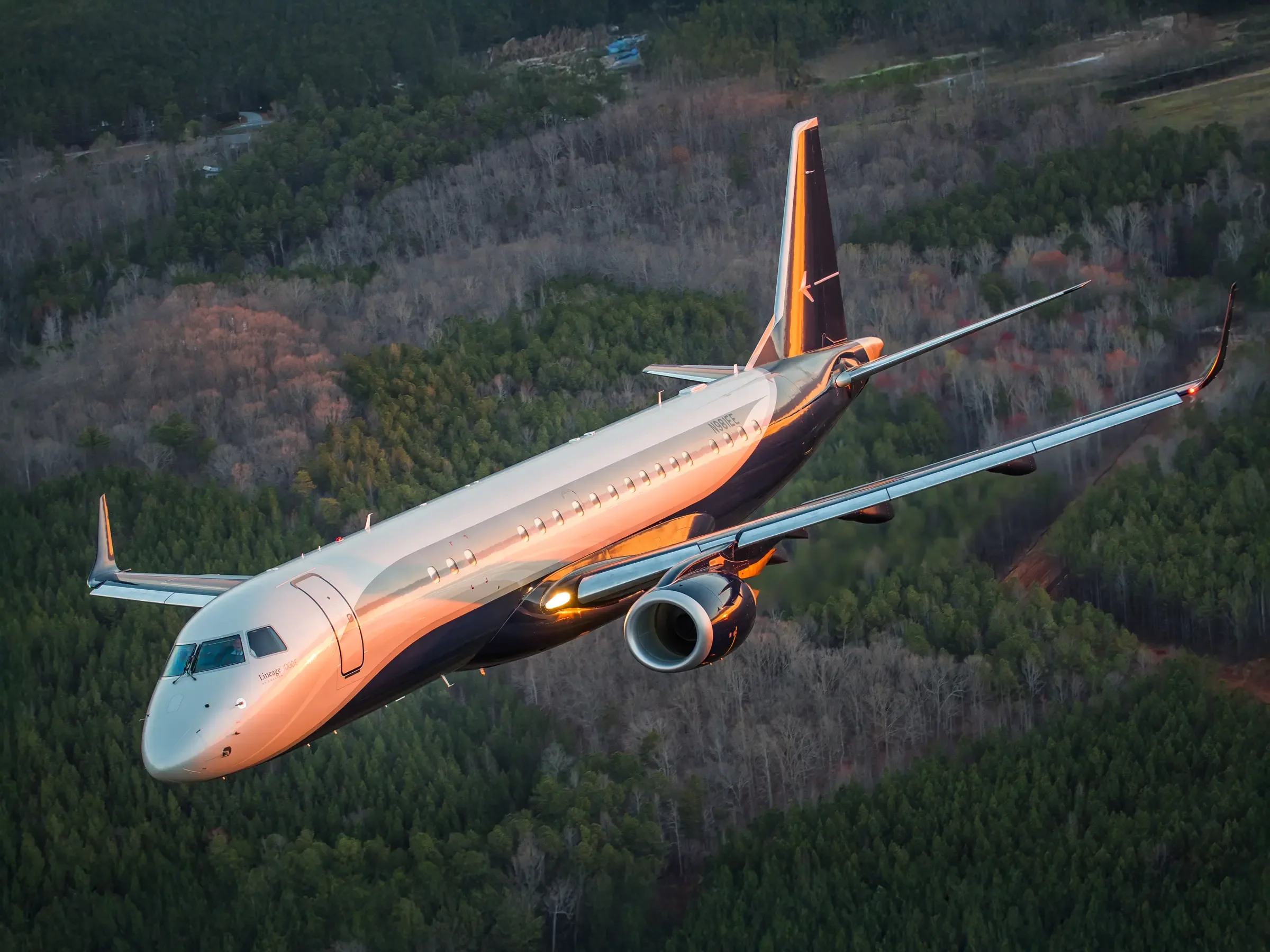 Exterior view of a 2014 Embraer Lineage 1000E, N378TB.