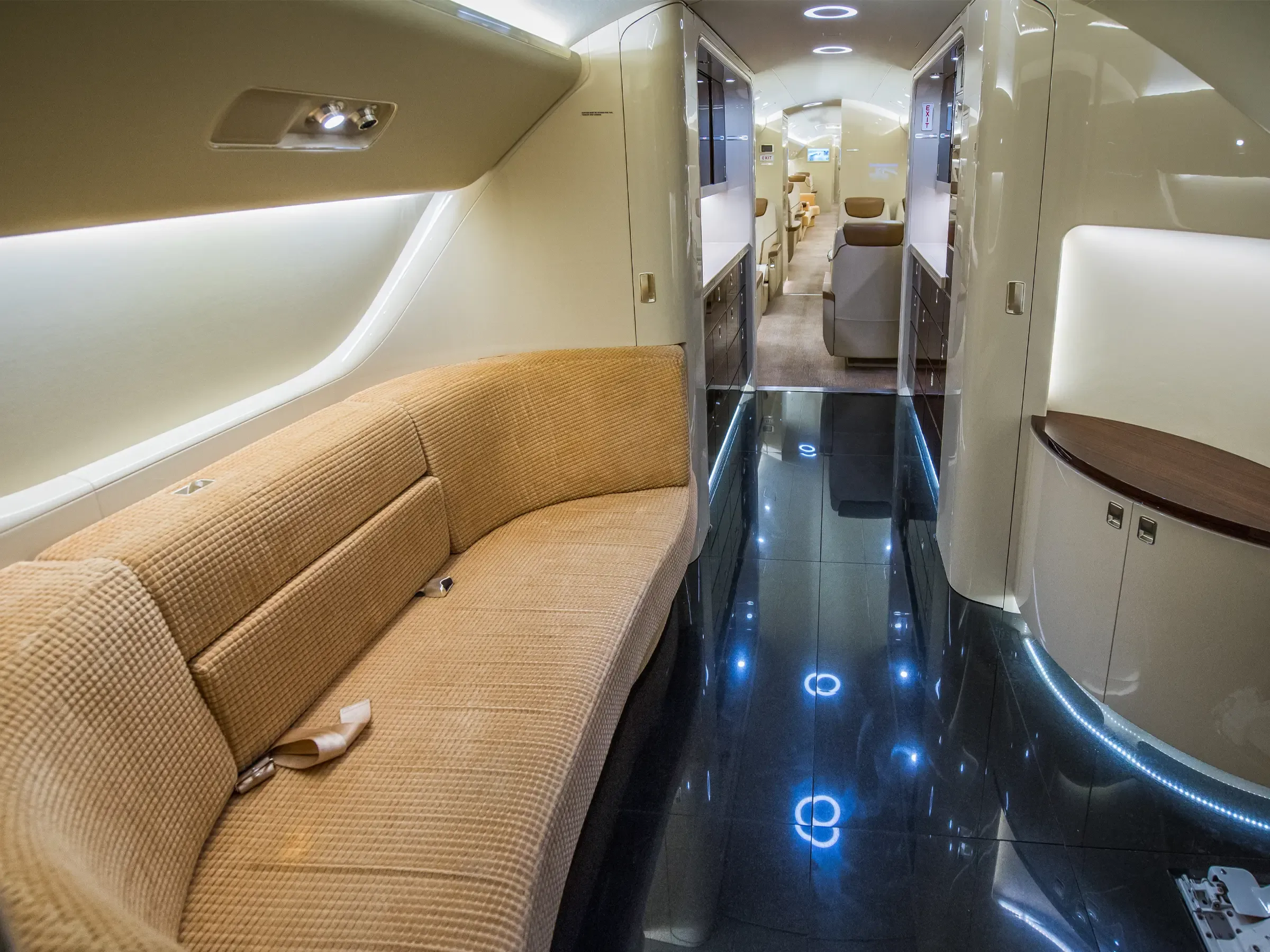 Cabin interior of a 2014 Embraer Lineage 1000E.
