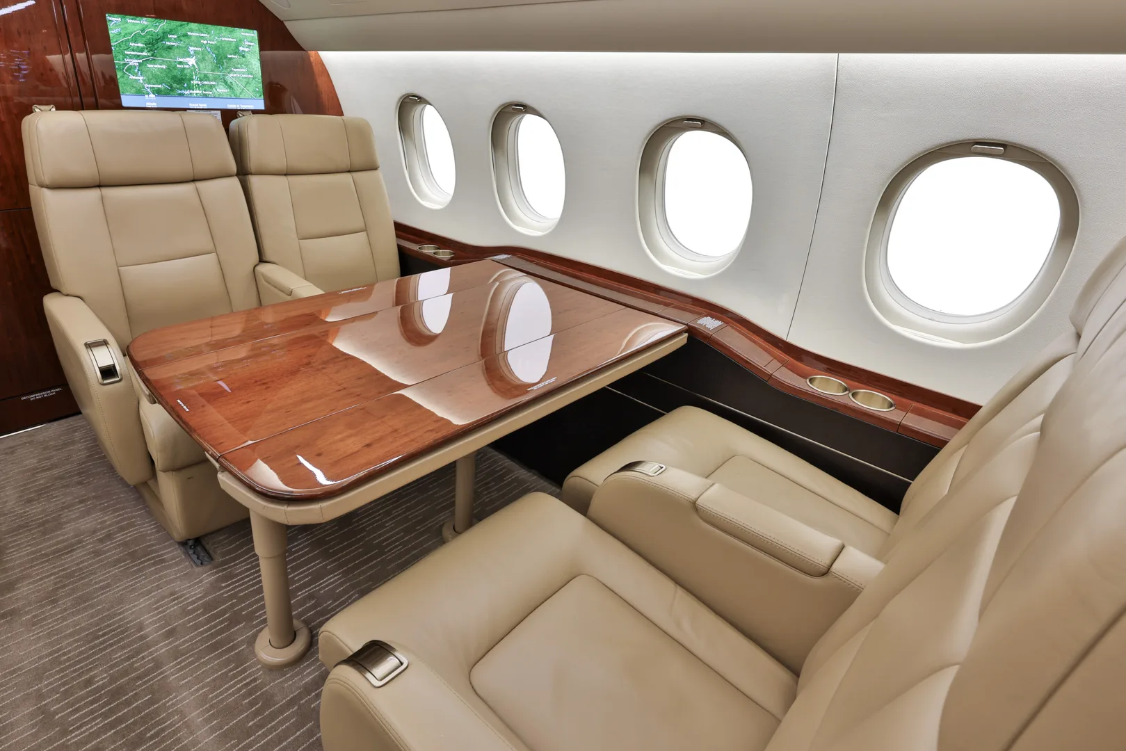 Cabin interior of a 2015 Dassault Falcon 2000LXS.