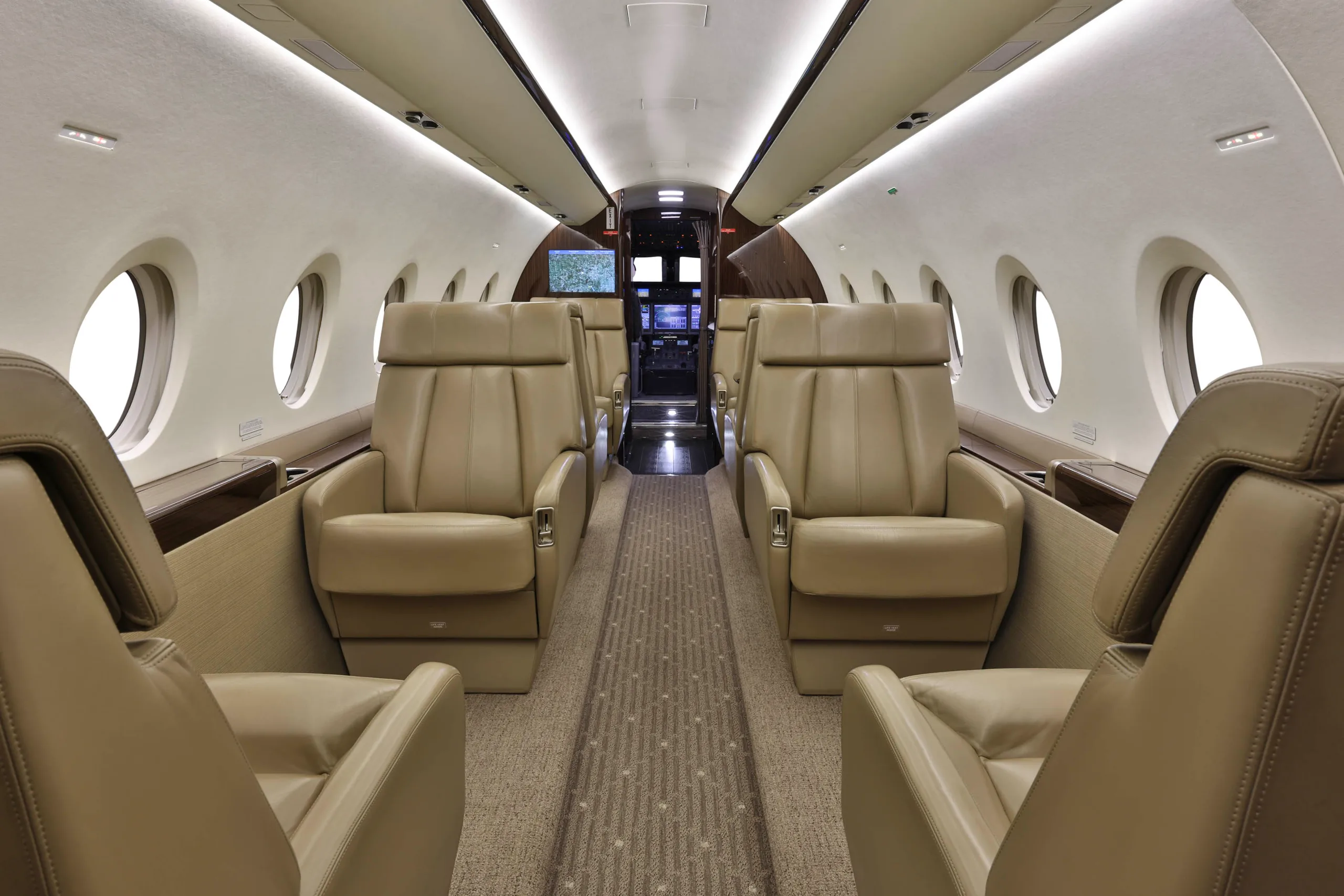 Cabin interior of a 2012 Gulfstream G280.