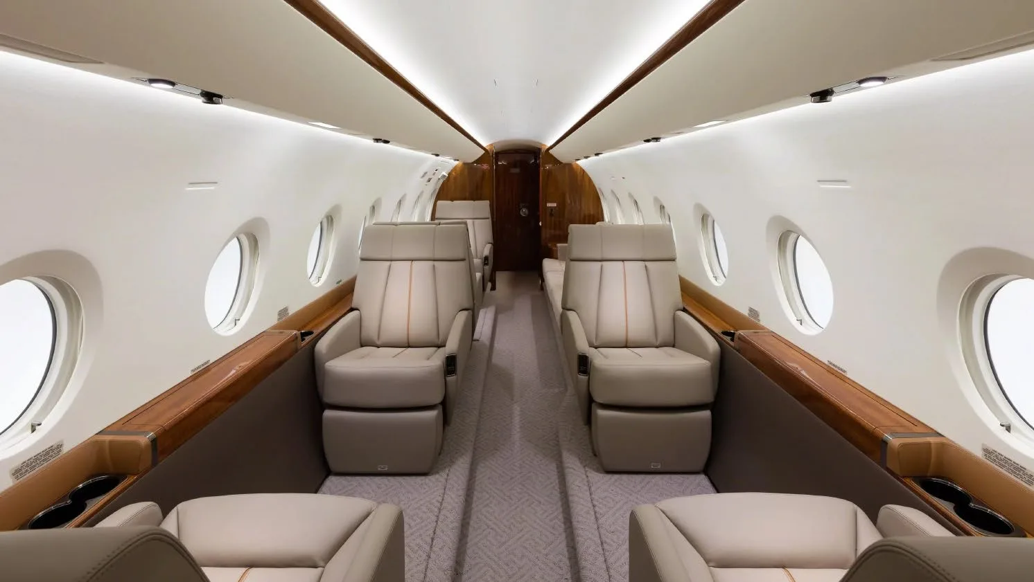Cabin interior of a 2017 Gulfstream G280.
