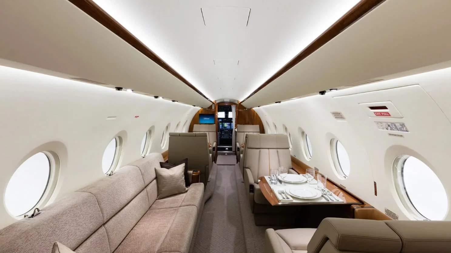 Cabin interior of a 2017 Gulfstream G280.