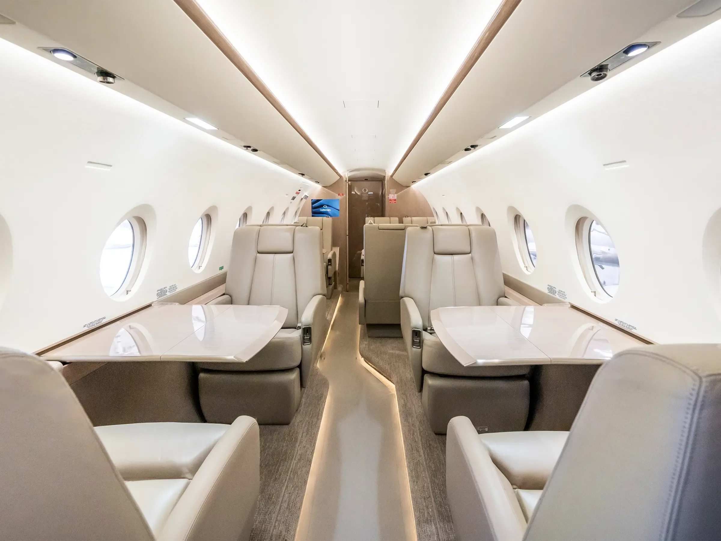 Cabin interior of a 2019 Gulfstream G280.