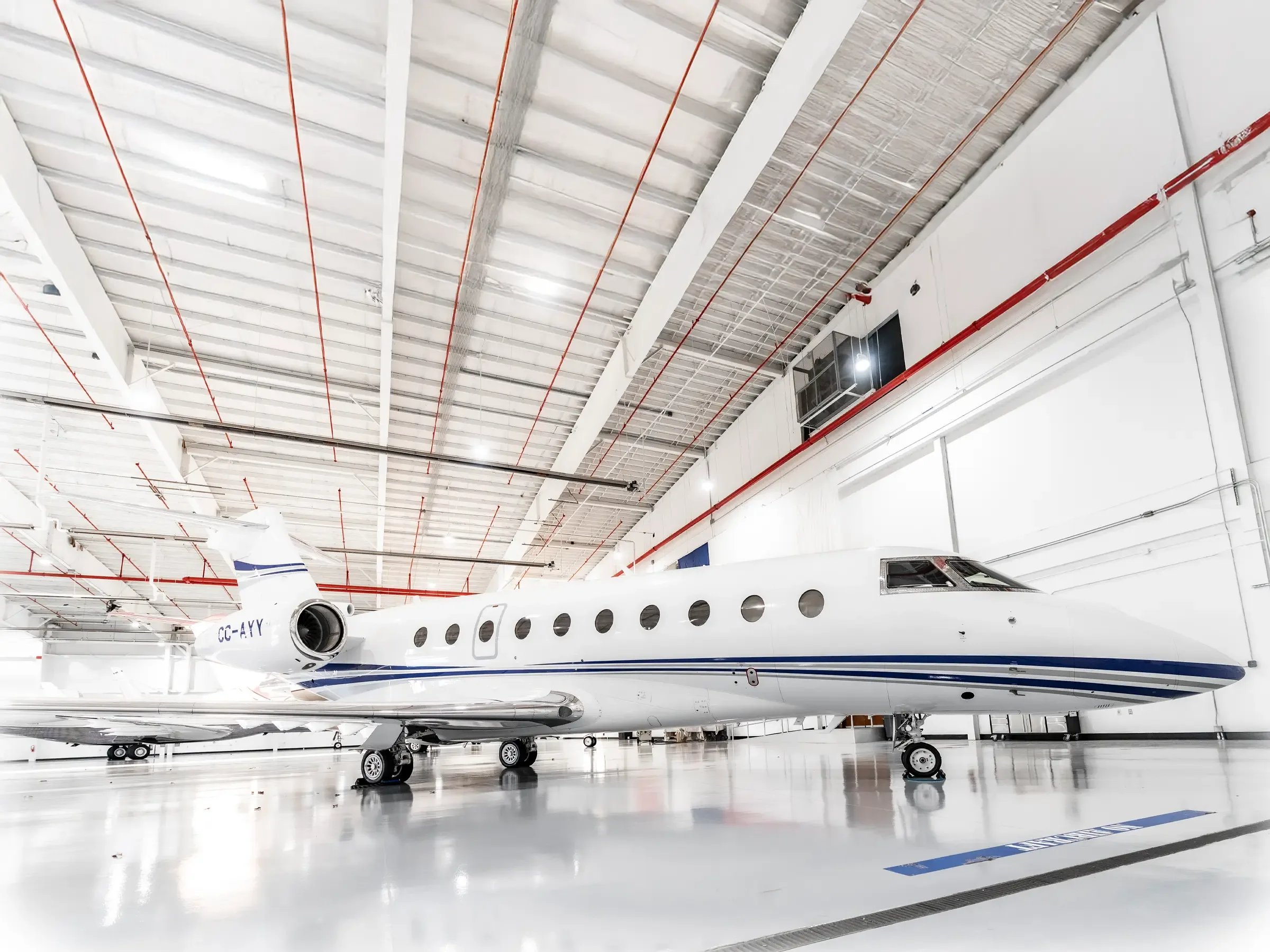 Exterior view of a 2019 Gulfstream G280, N280PG.