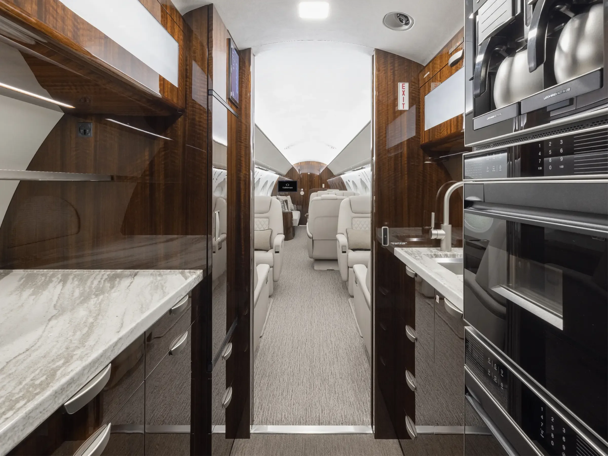 Cabin interior of a 2020 Gulfstream G500.