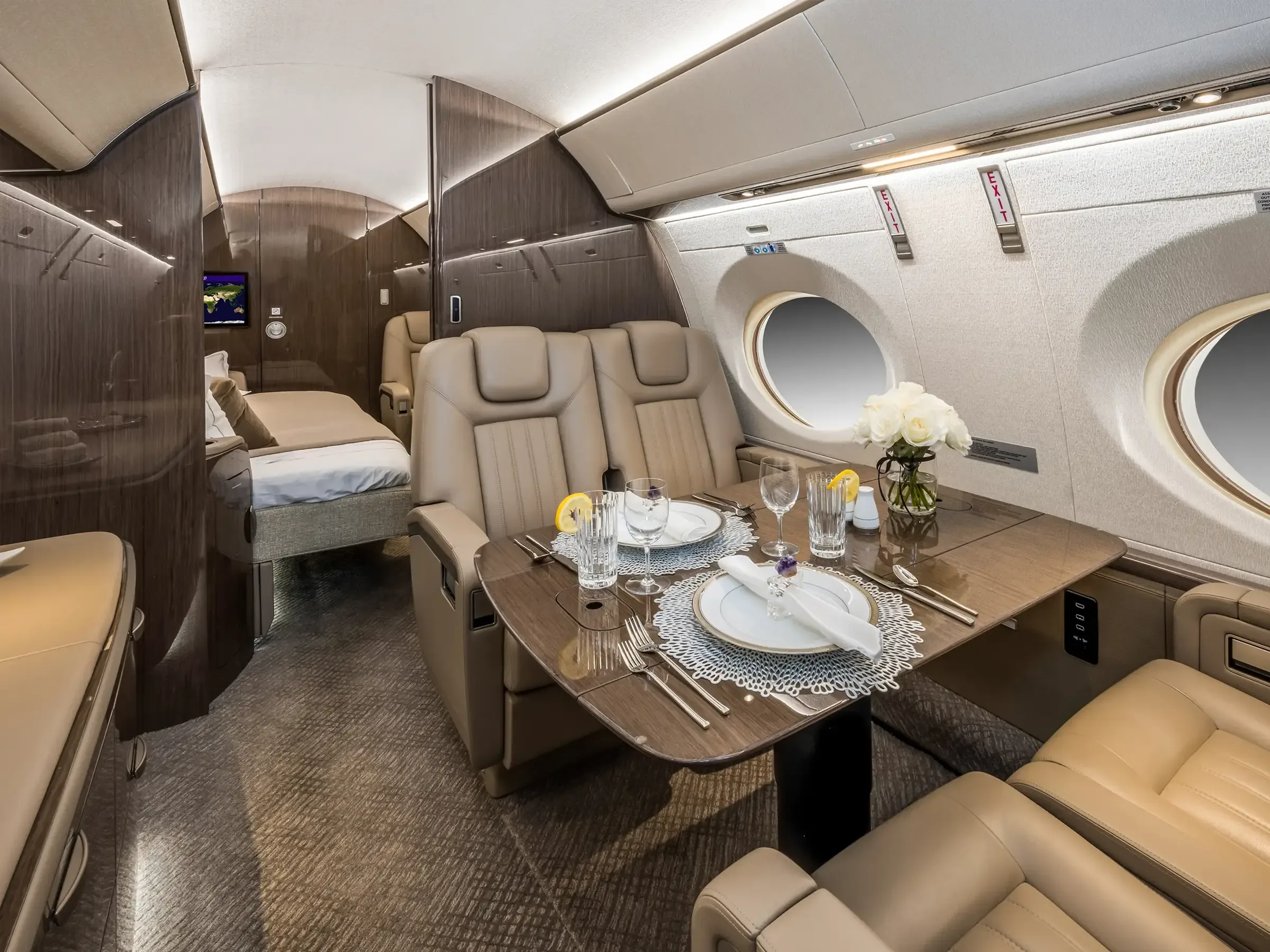 Cabin interior of a 2022 Gulfstream G500.