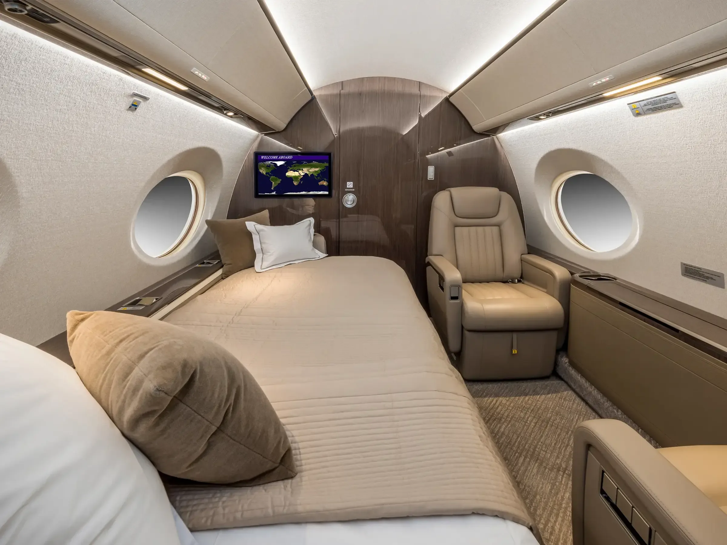 Cabin interior of a 2022 Gulfstream G500.