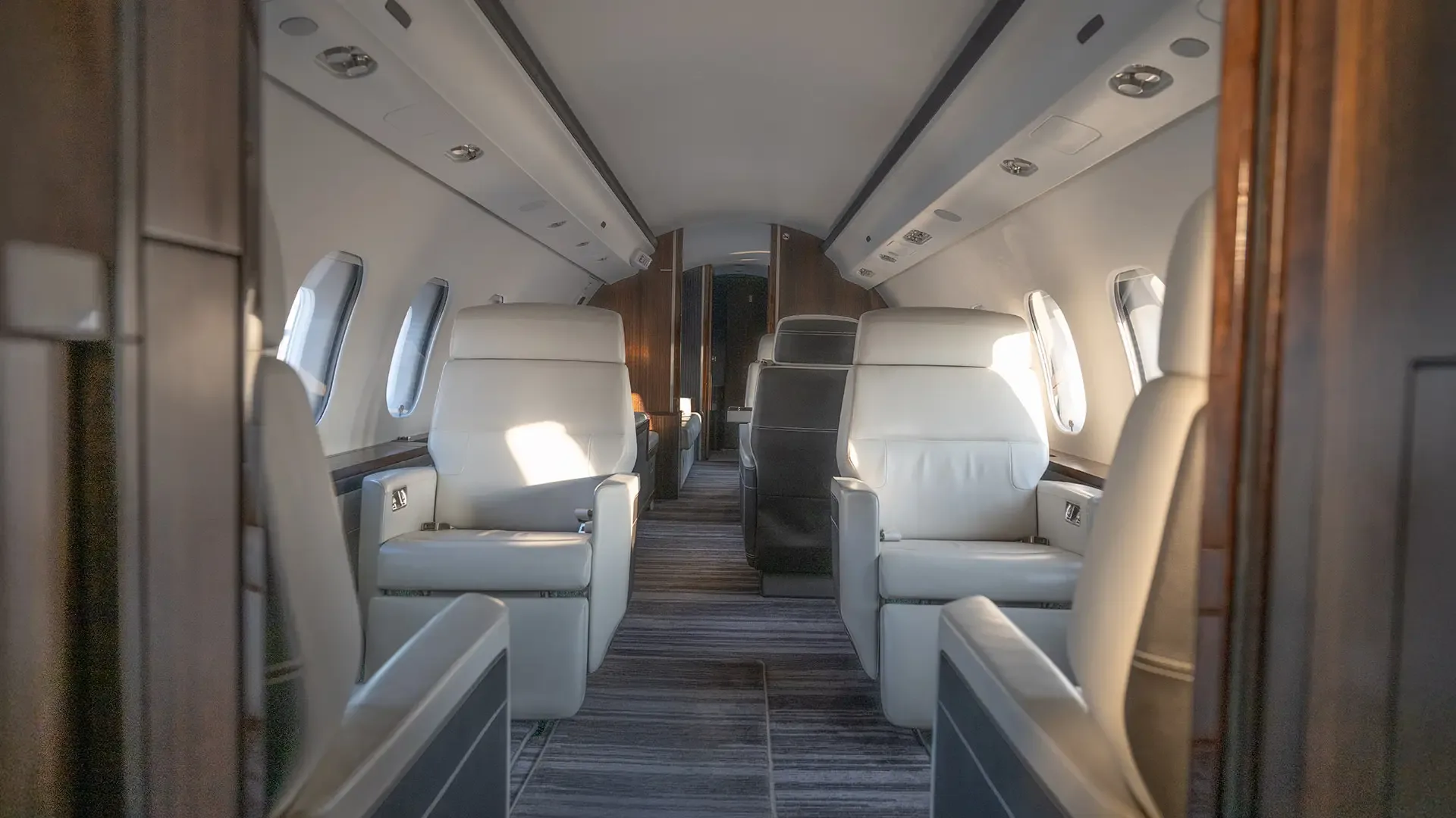 Cabin interior of a Bombardier Global 6000.