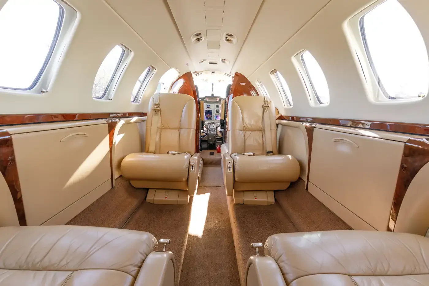 Cabin interior of a Cessna Citation CJ3.