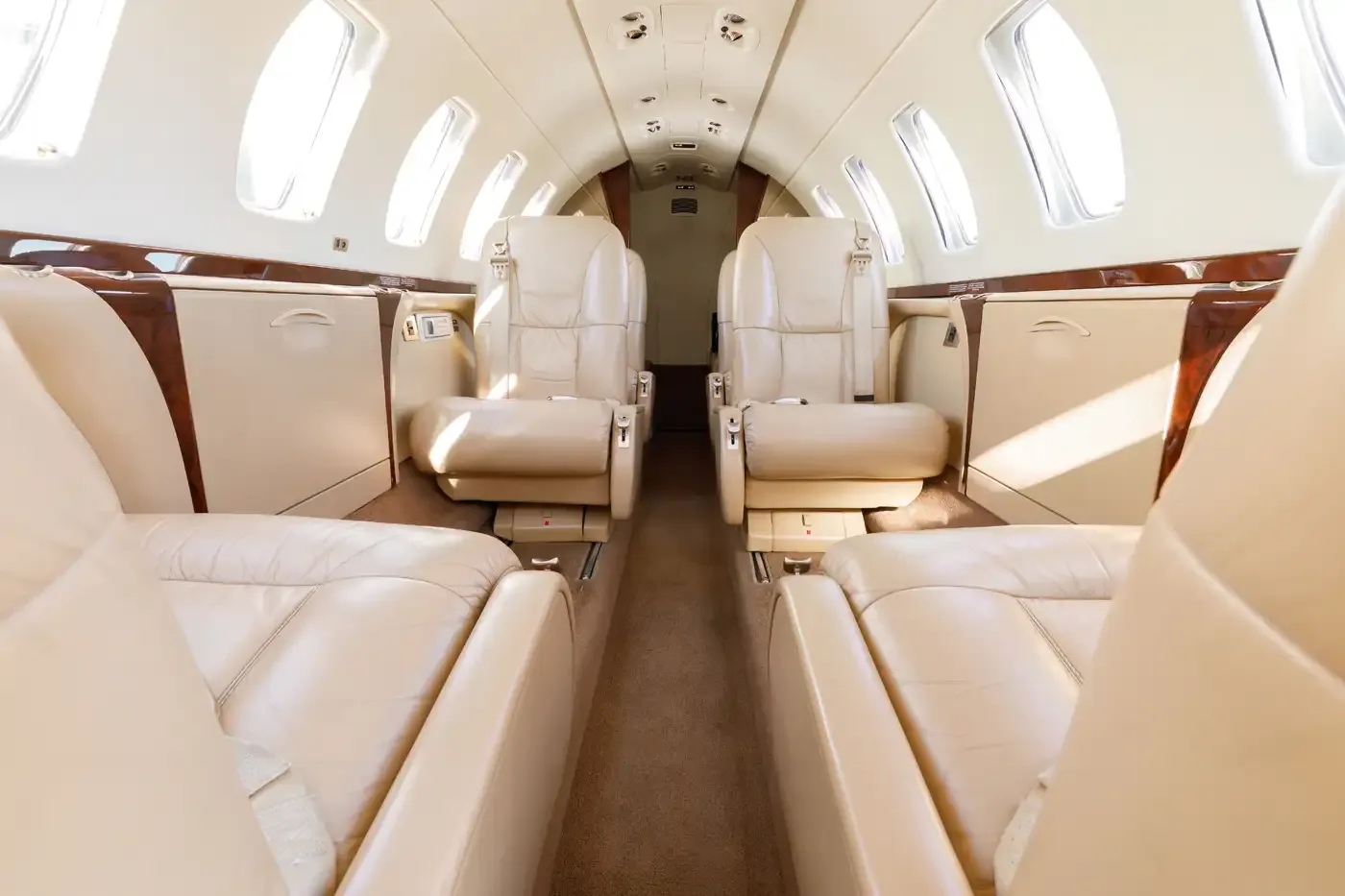 Cabin interior of a Cessna Citation CJ3.